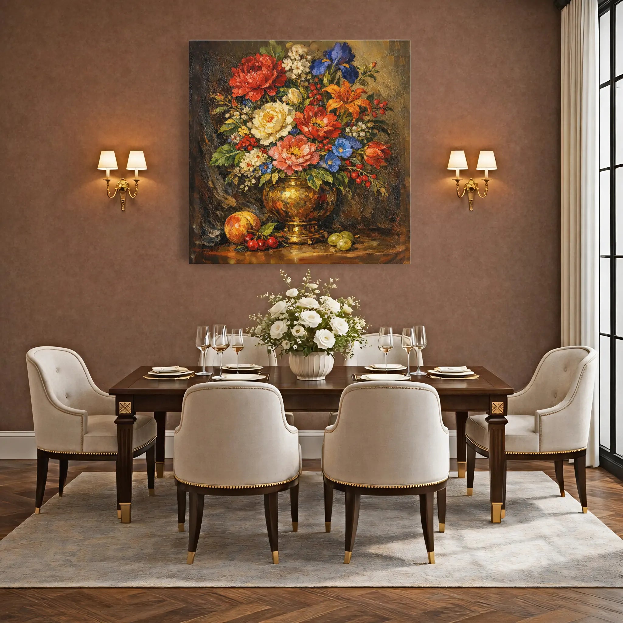 Autumn Bouquet in a Brass Vase Still Life Giclée Print 111000 Visual Wall Art AR1:1S Giclée Print