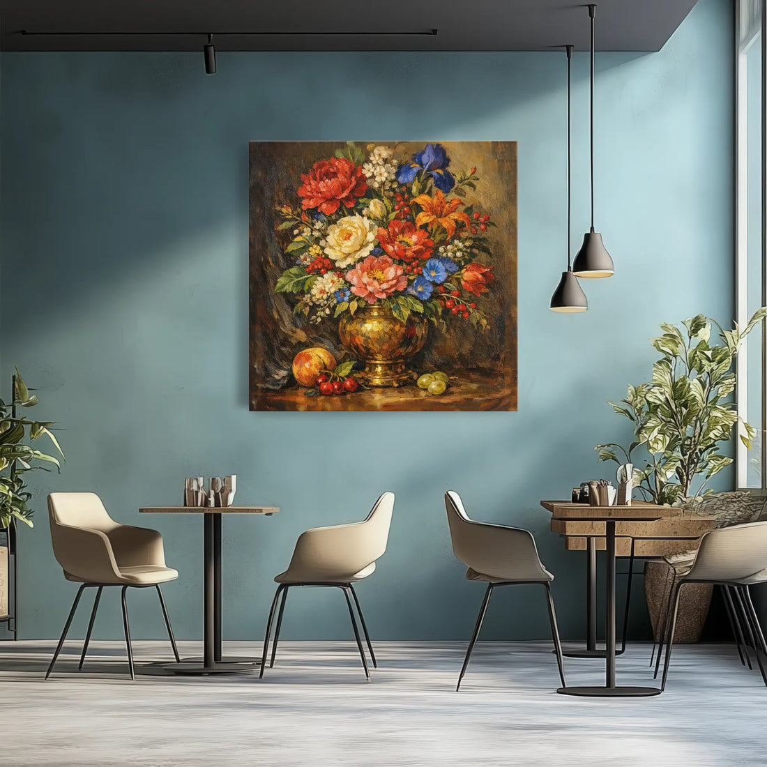 Autumn Bouquet in a Brass Vase Still Life Giclée Print 111000 Visual Wall Art AR1:1S Giclée Print