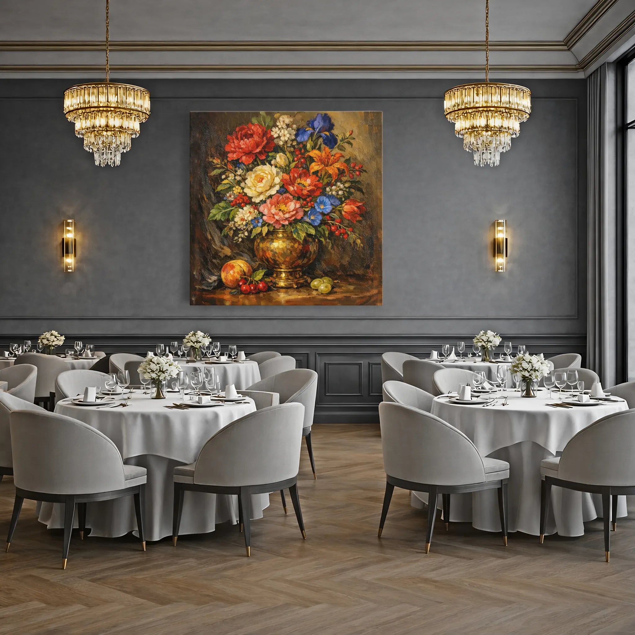 Autumn Bouquet in a Brass Vase Still Life Giclée Print 111000 Visual Wall Art AR1:1S Giclée Print