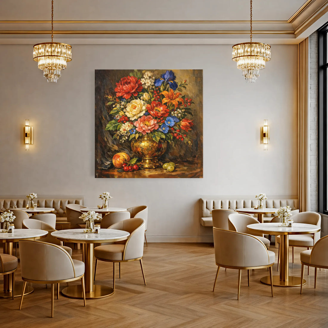 Autumn Bouquet in a Brass Vase Still Life Giclée Print 111000 Visual Wall Art AR1:1S Giclée Print