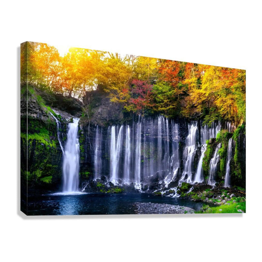 Autumn Waterfall Giclée Print 32609 Giclée Stretched Canvas Print Visual Wall Art