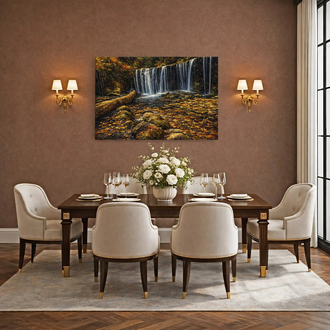 Autumn-Waterfall-with-Fallen-Log-Giclée-Print-324015 Visual Wall Art AR3:2H Giclée Print