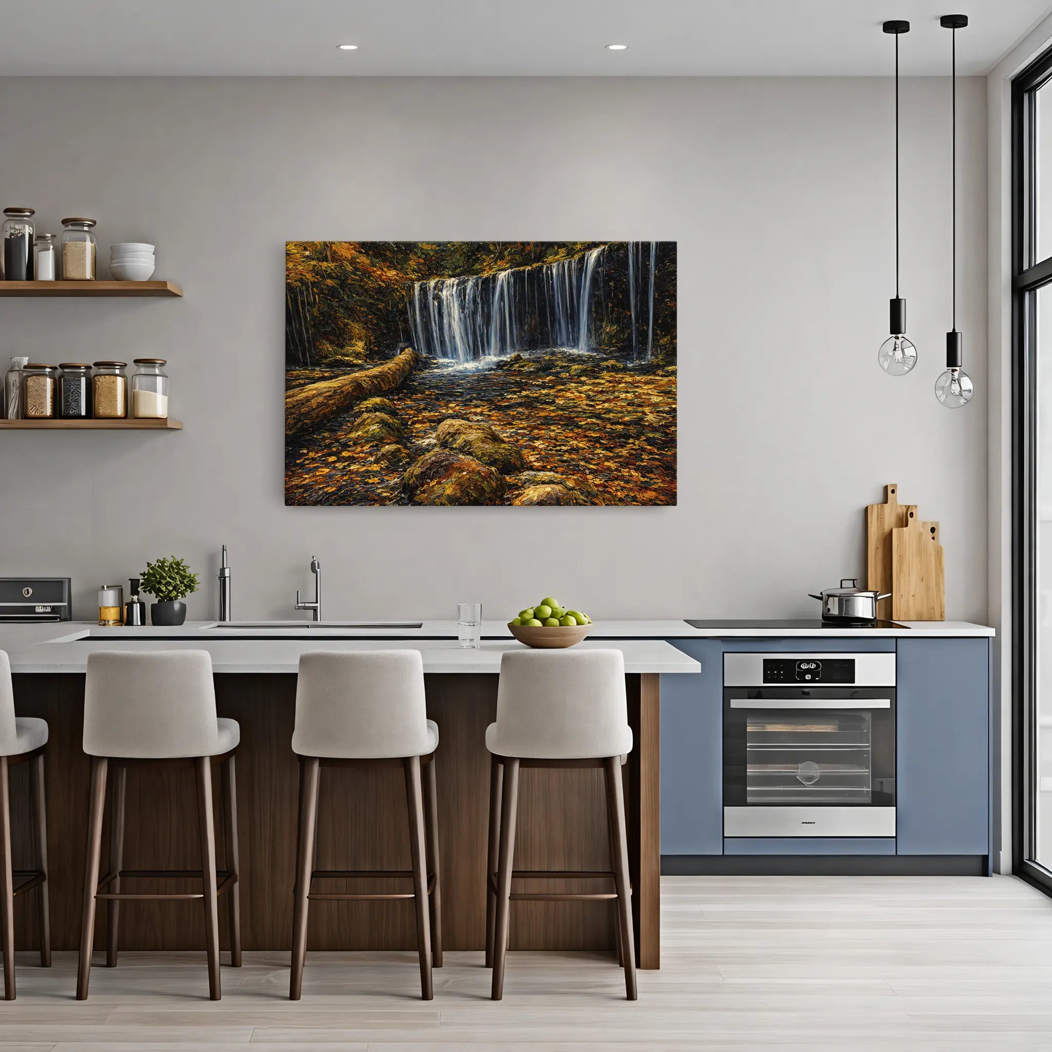 Autumn-Waterfall-with-Fallen-Log-Giclée-Print-324015 Visual Wall Art AR3:2H Giclée Print