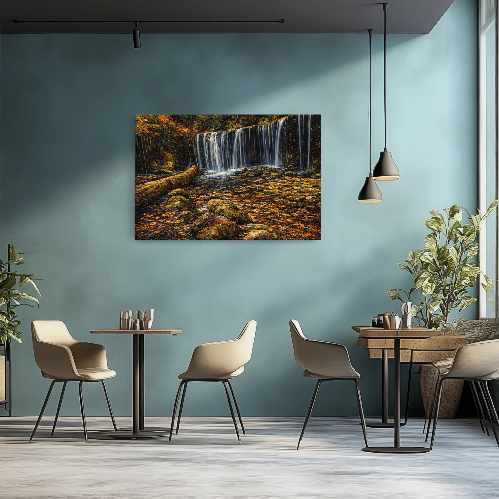 Autumn-Waterfall-with-Fallen-Log-Giclée-Print-324015 Visual Wall Art AR3:2H Giclée Print