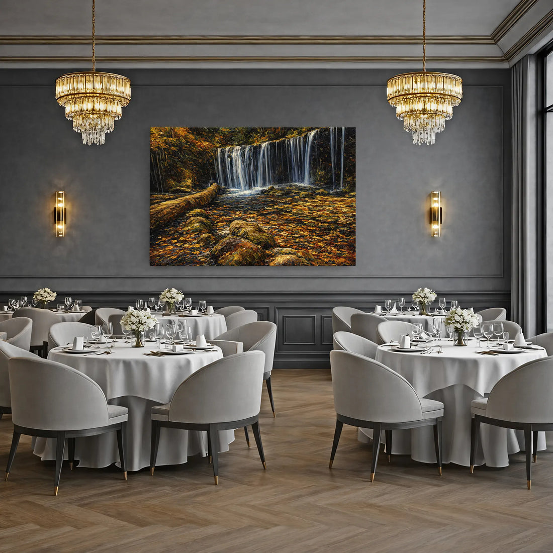 Autumn-Waterfall-with-Fallen-Log-Giclée-Print-324015 Visual Wall Art AR3:2H Giclée Print