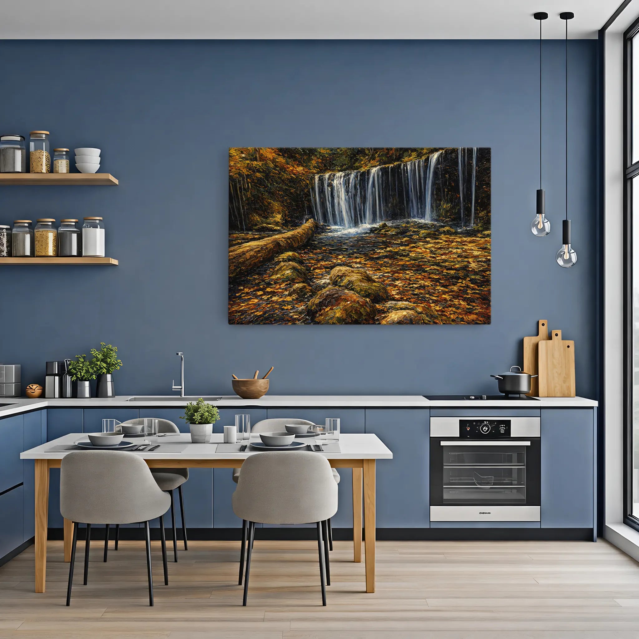 Autumn-Waterfall-with-Fallen-Log-Giclée-Print-324015 Visual Wall Art AR3:2H Giclée Print