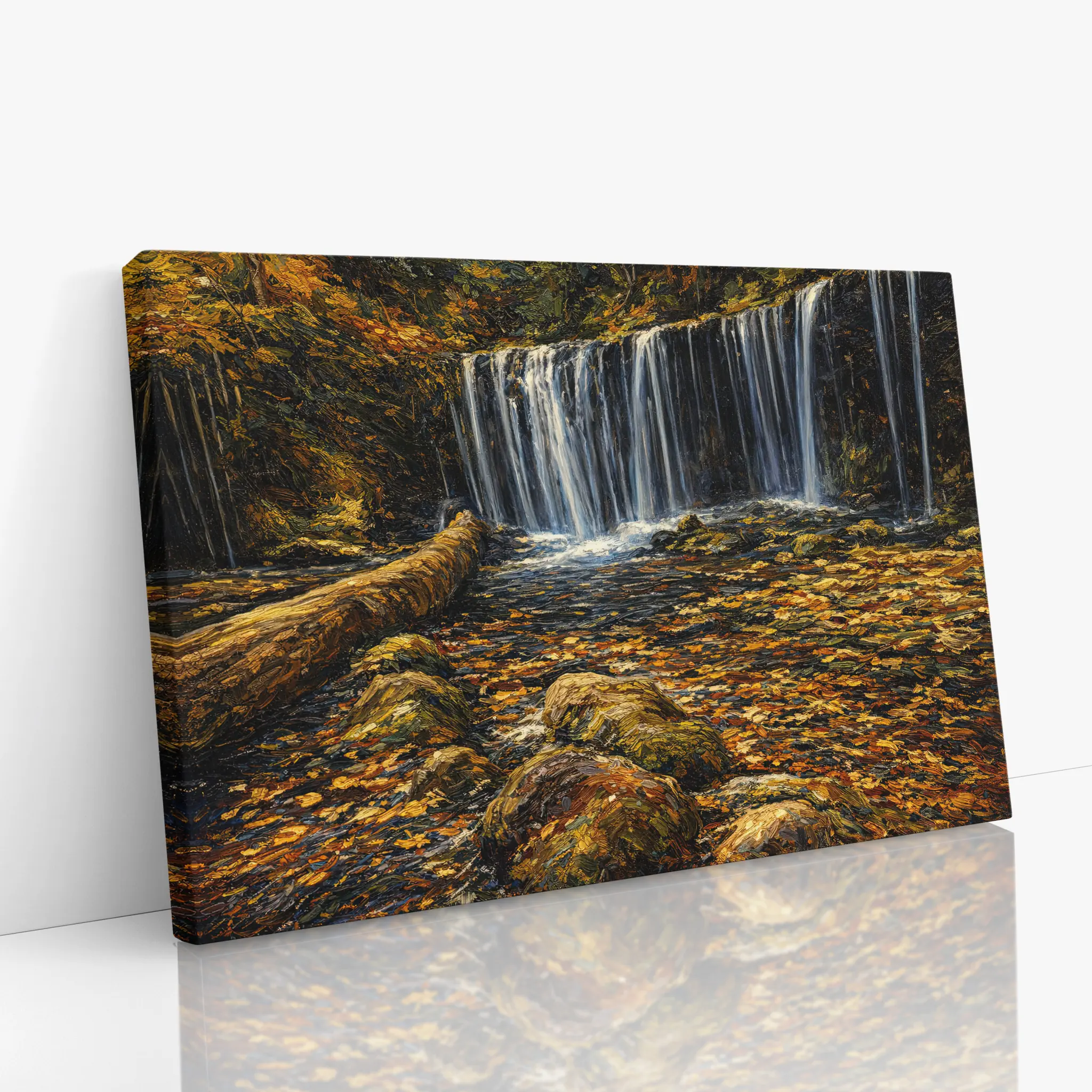 Autumn-Waterfall-with-Fallen-Log-Giclée-Print-324015 Visual Wall Art AR3:2H Giclée Print