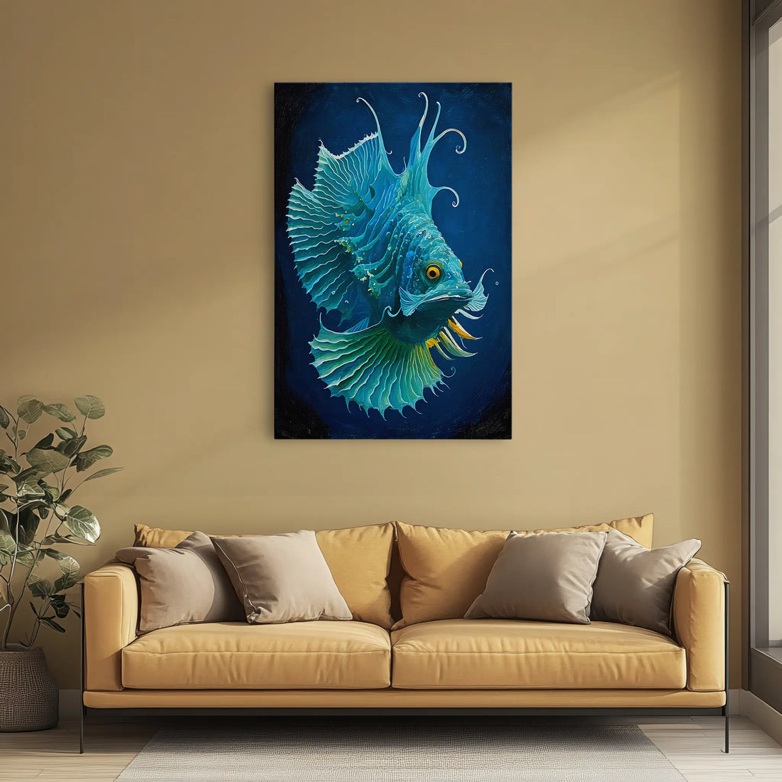 Azure Crest Deep‑Sea Fish Giclée Print 231003 Visual Wall Art AR2:3V Giclée Print