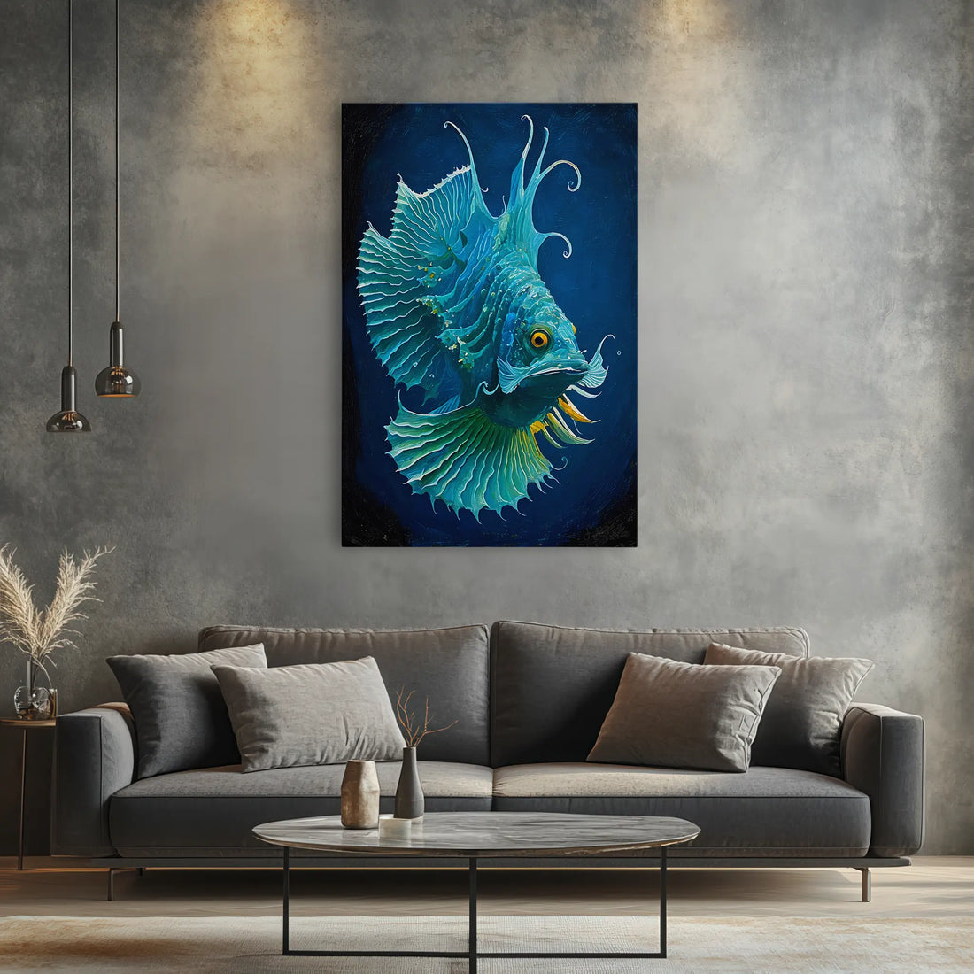 Azure Crest Deep‑Sea Fish Giclée Print 231003 Visual Wall Art AR2:3V Giclée Print