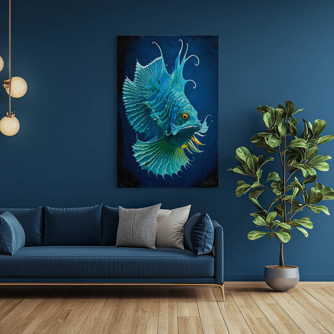 Azure Crest Deep‑Sea Fish Giclée Print 231003 Visual Wall Art AR2:3V Giclée Print