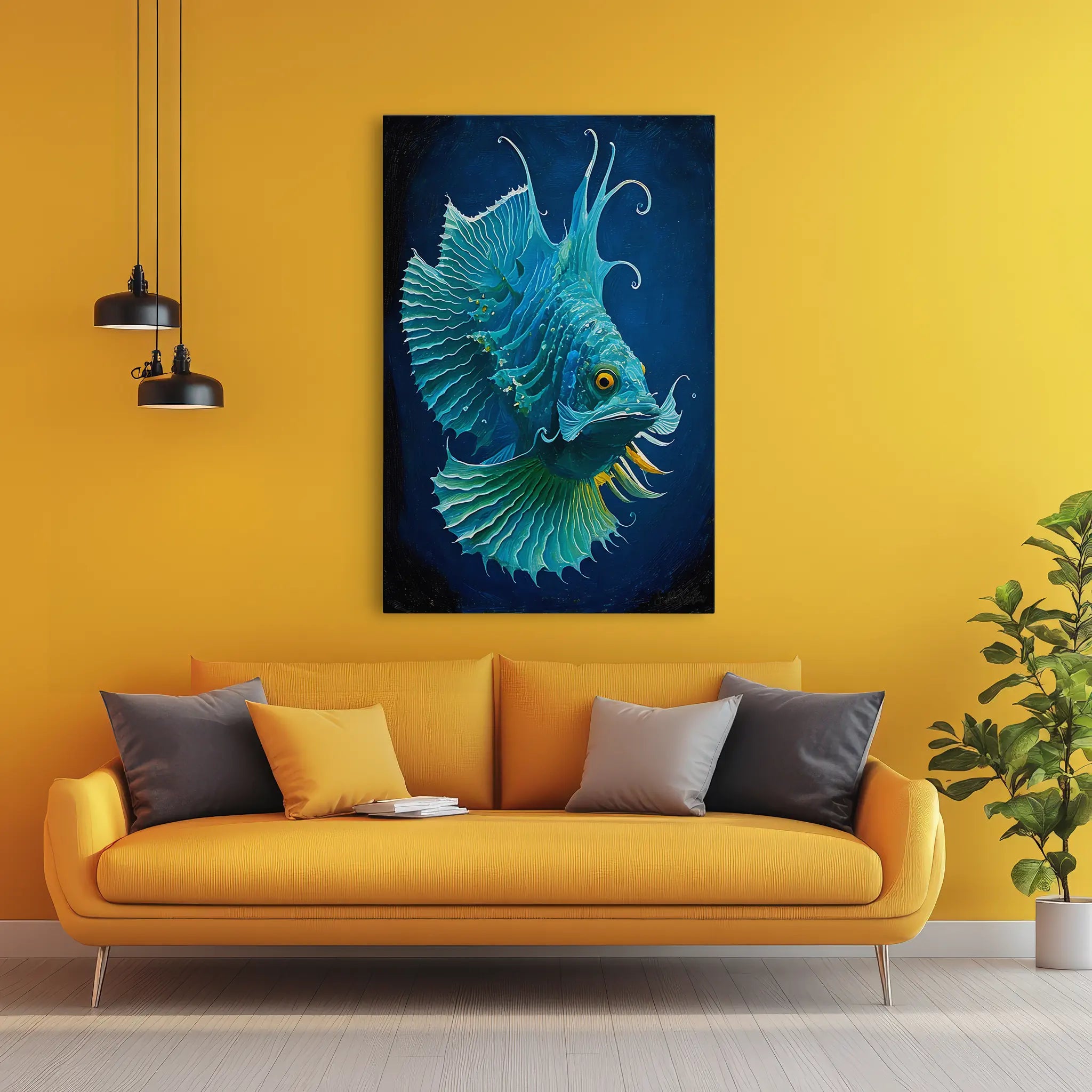 Azure Crest Deep‑Sea Fish Giclée Print 231003 Visual Wall Art AR2:3V Giclée Print