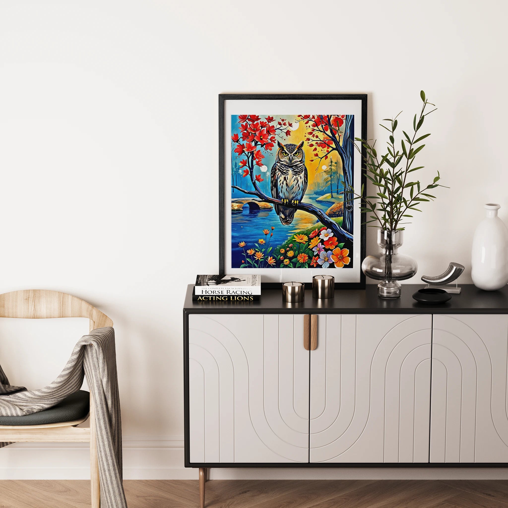 Beautiful Owl Portrait-Framed Paper Print-452226 Visual Wall Art Framed Print