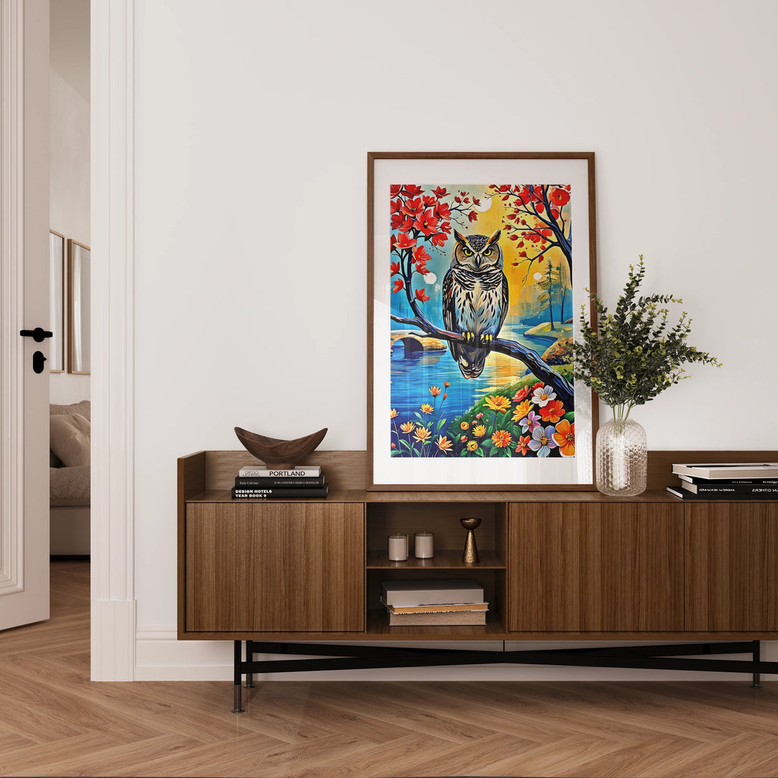 Beautiful Owl Portrait-Framed Paper Print-452226 Visual Wall Art Framed Print