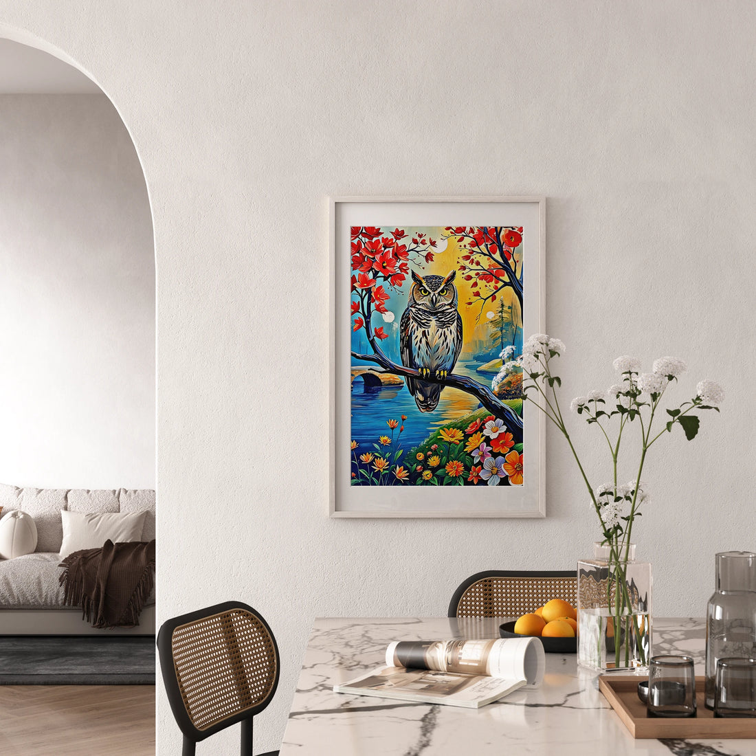 Beautiful Owl Portrait-Framed Paper Print-452226 Visual Wall Art Framed Print