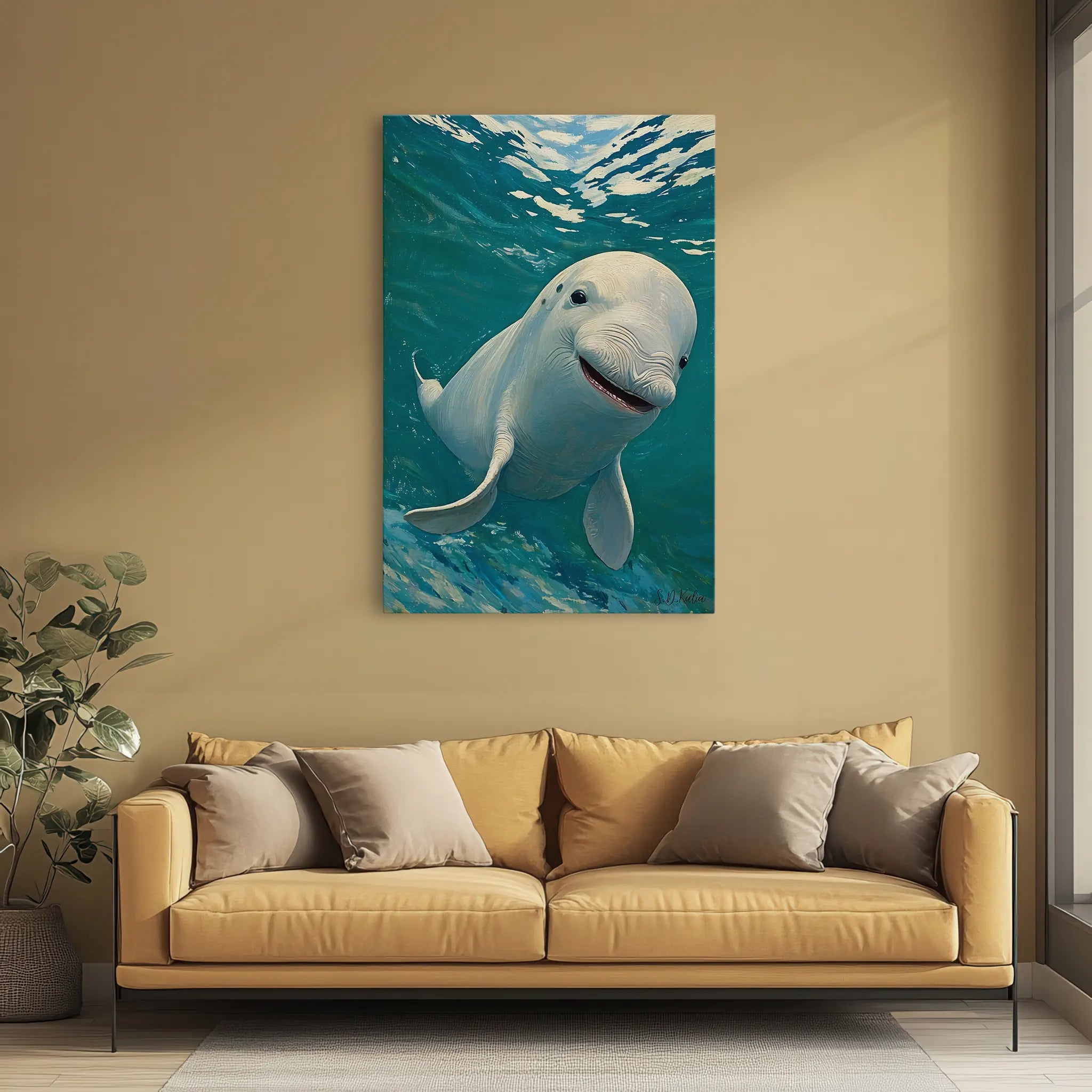 Beluga Whale Smile Arctic Ocean Giclée Print 231004 Visual Wall Art AR2:3V Giclée Print