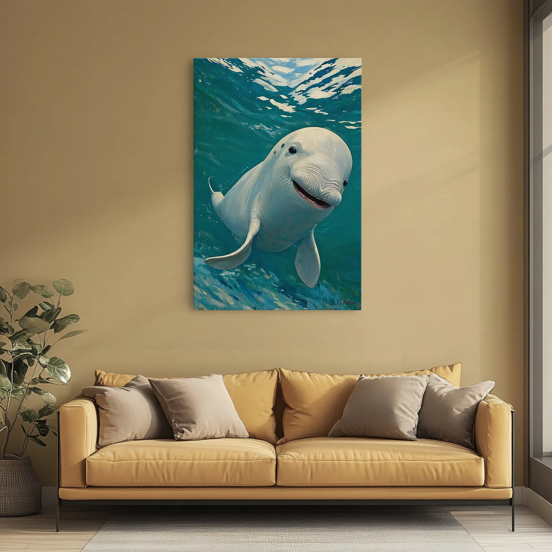 Beluga Whale Smile Arctic Ocean Giclée Print 231004 Visual Wall Art AR2:3V Giclée Print