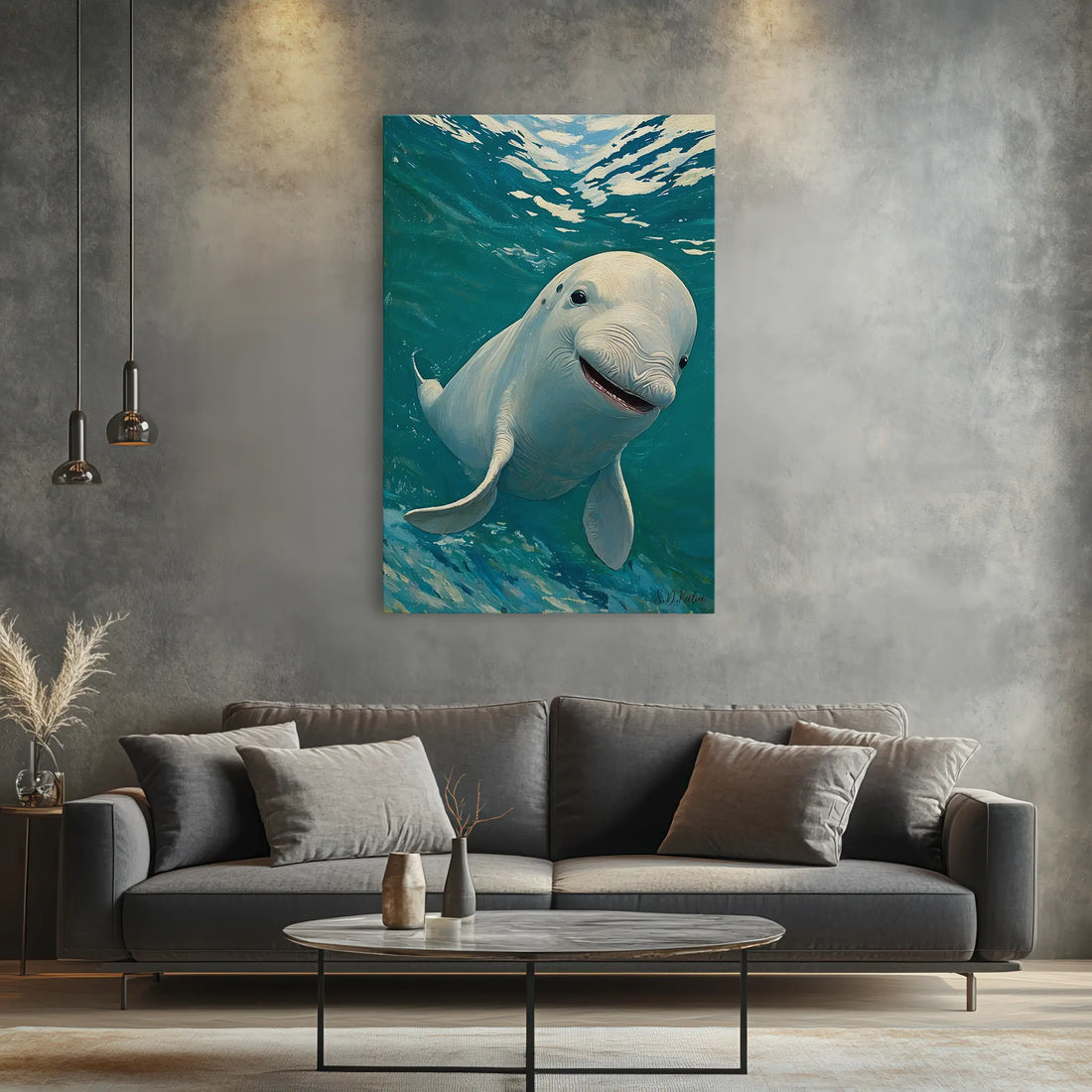 Beluga Whale Smile Arctic Ocean Giclée Print 231004 Visual Wall Art AR2:3V Giclée Print