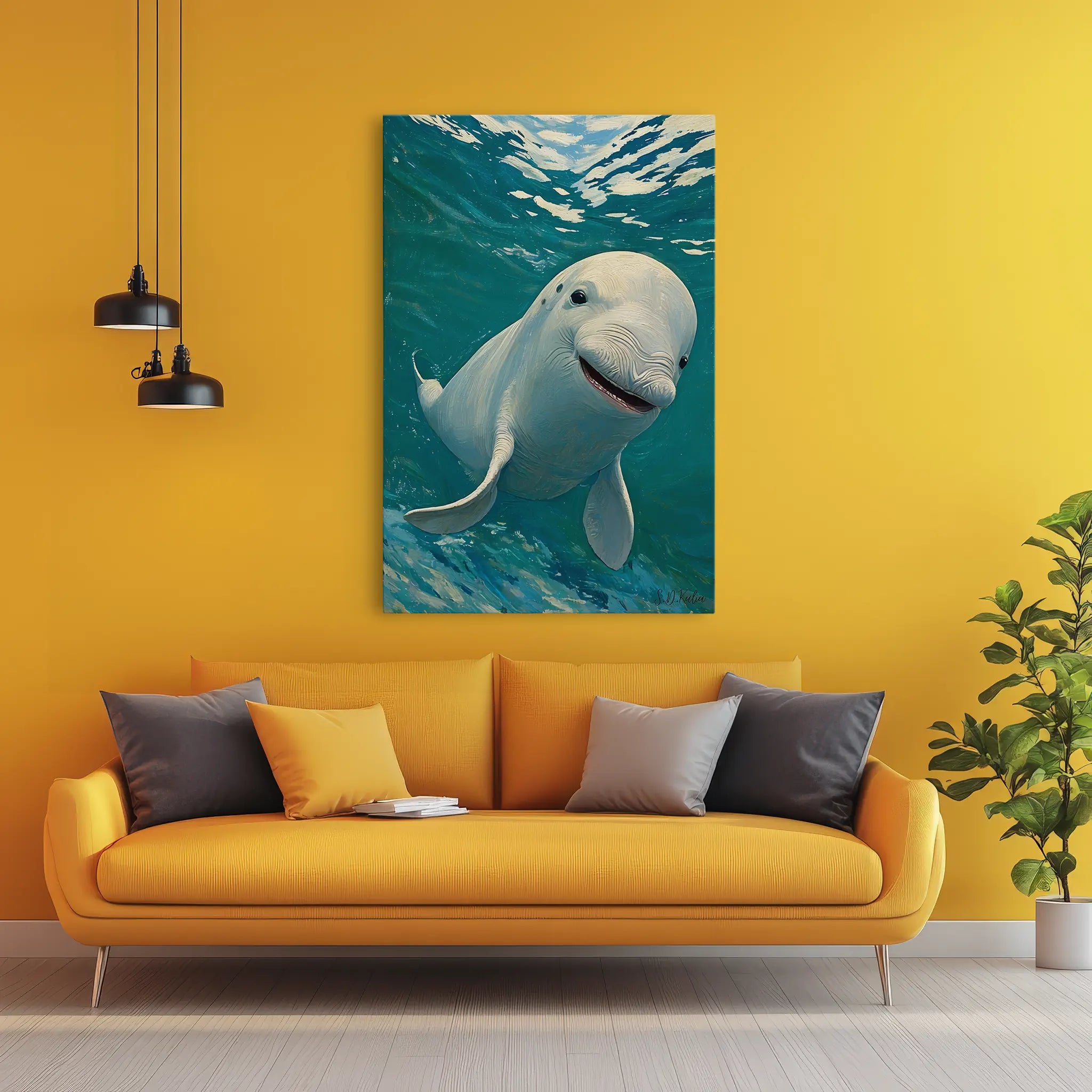 Beluga Whale Smile Arctic Ocean Giclée Print 231004 Visual Wall Art AR2:3V Giclée Print