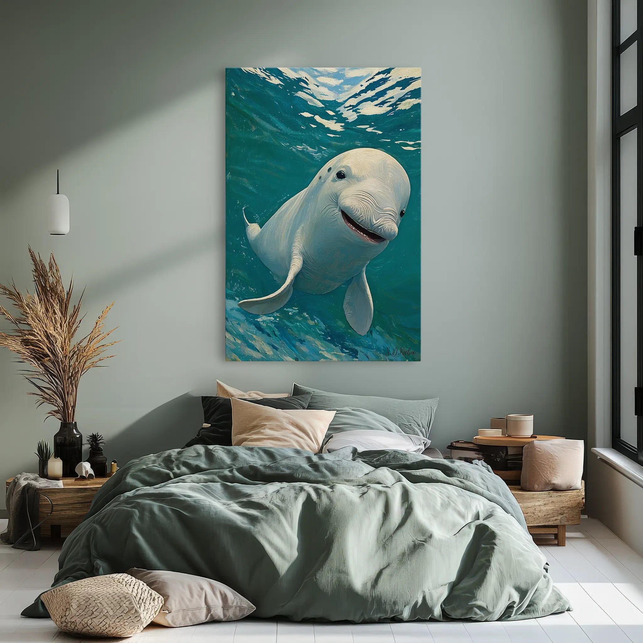 Beluga Whale Smile Arctic Ocean Giclée Print 231004 Visual Wall Art AR2:3V Giclée Print