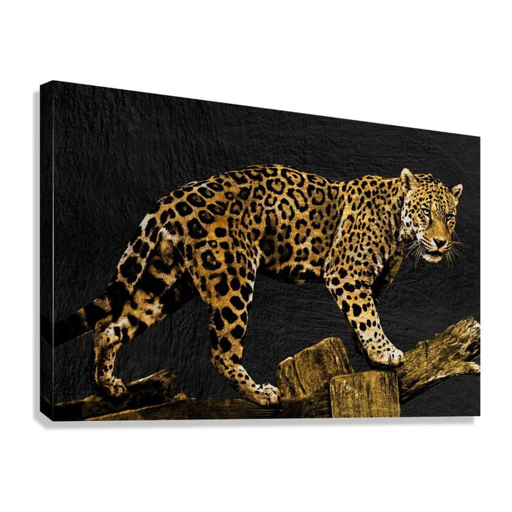 Black Gold Leopard Giclée Print 32914 Giclée Stretched Canvas Print Visual Wall Art