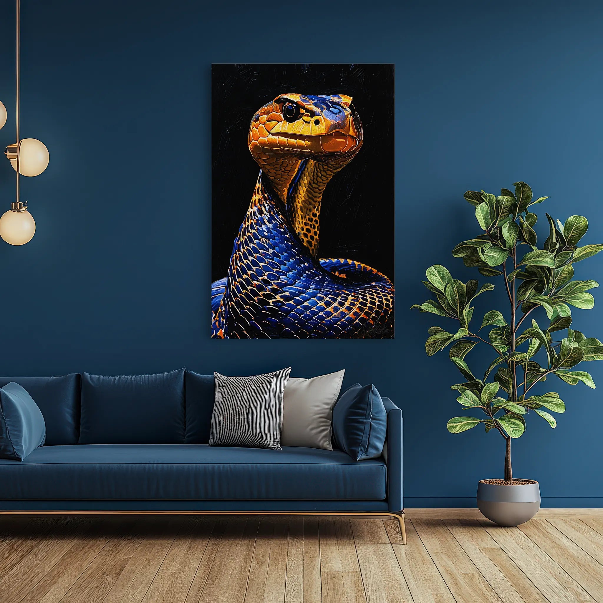 Blue-Coiled Sentinel Serpent Giclée Print 231069 Visual Wall Art AR2:3V Giclée Print