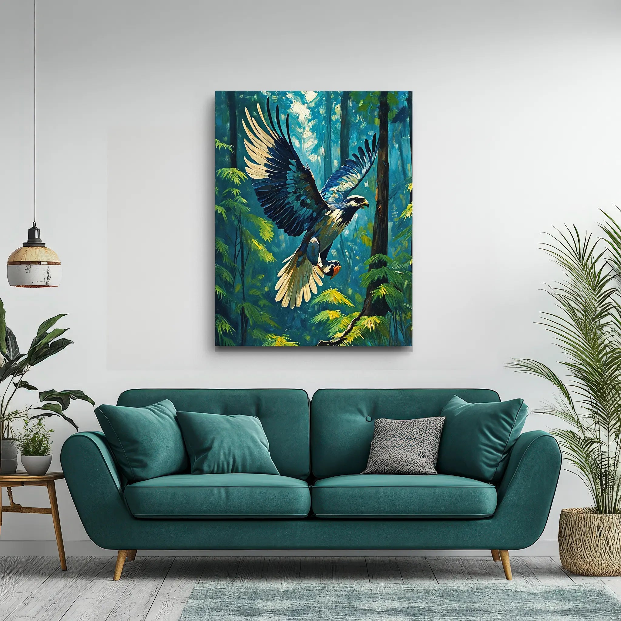 Blue Eagle In Flight Through Forest Giclée Print 454003 Visual Wall Art AR3:4V-AR4:5V Giclée Print
