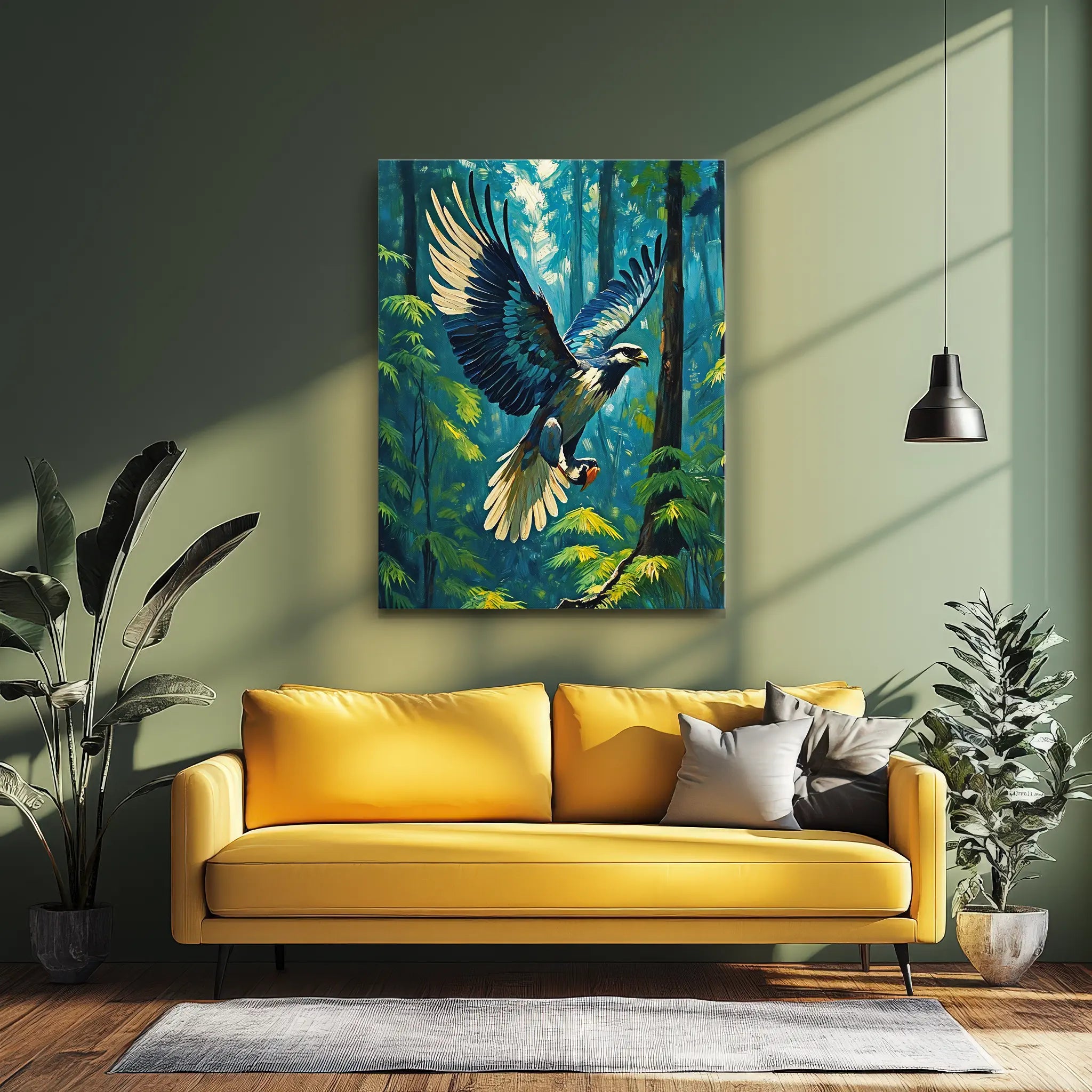 Blue Eagle In Flight Through Forest Giclée Print 454003 Visual Wall Art AR3:4V-AR4:5V Giclée Print