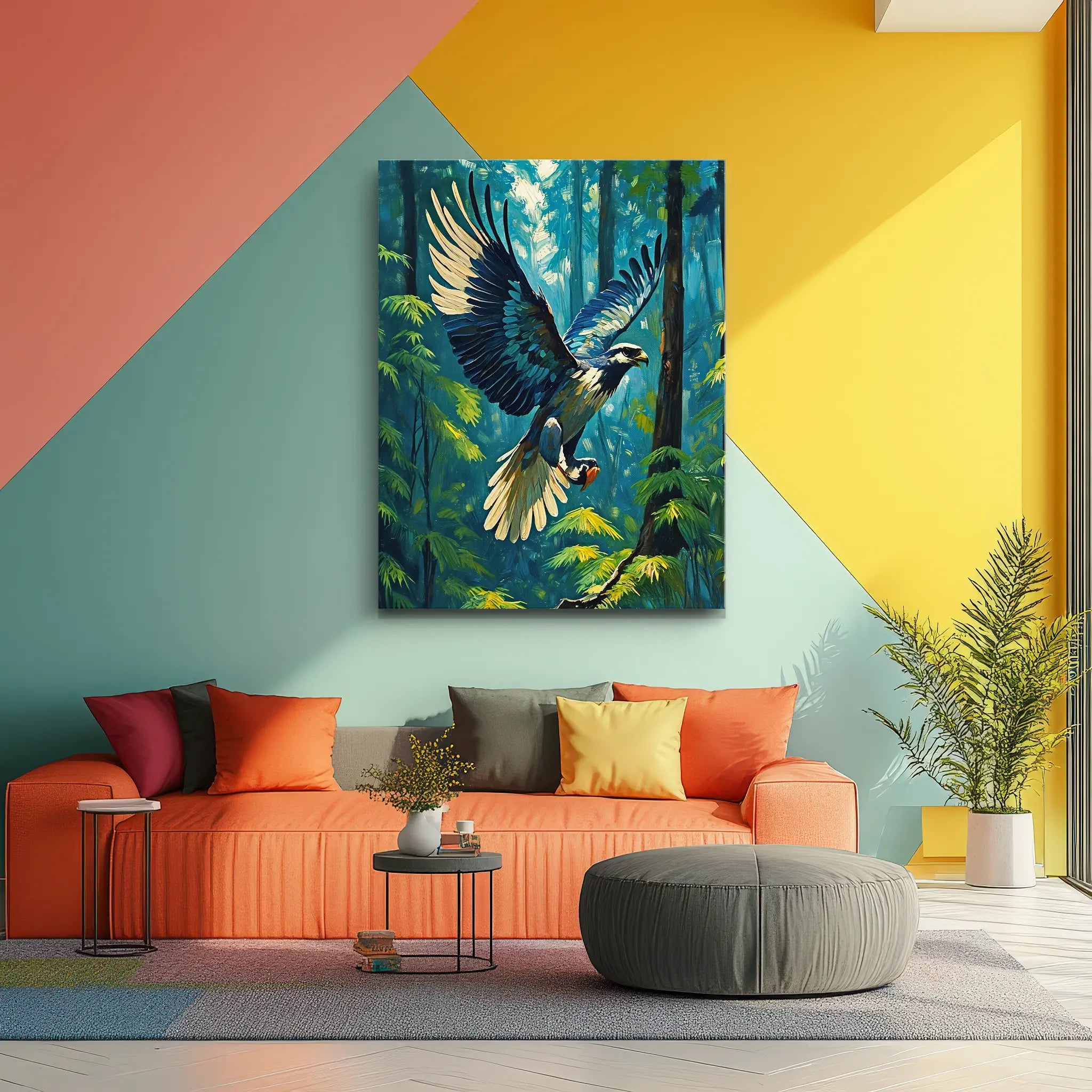 Blue Eagle In Flight Through Forest Giclée Print 454003 Visual Wall Art AR3:4V-AR4:5V Giclée Print