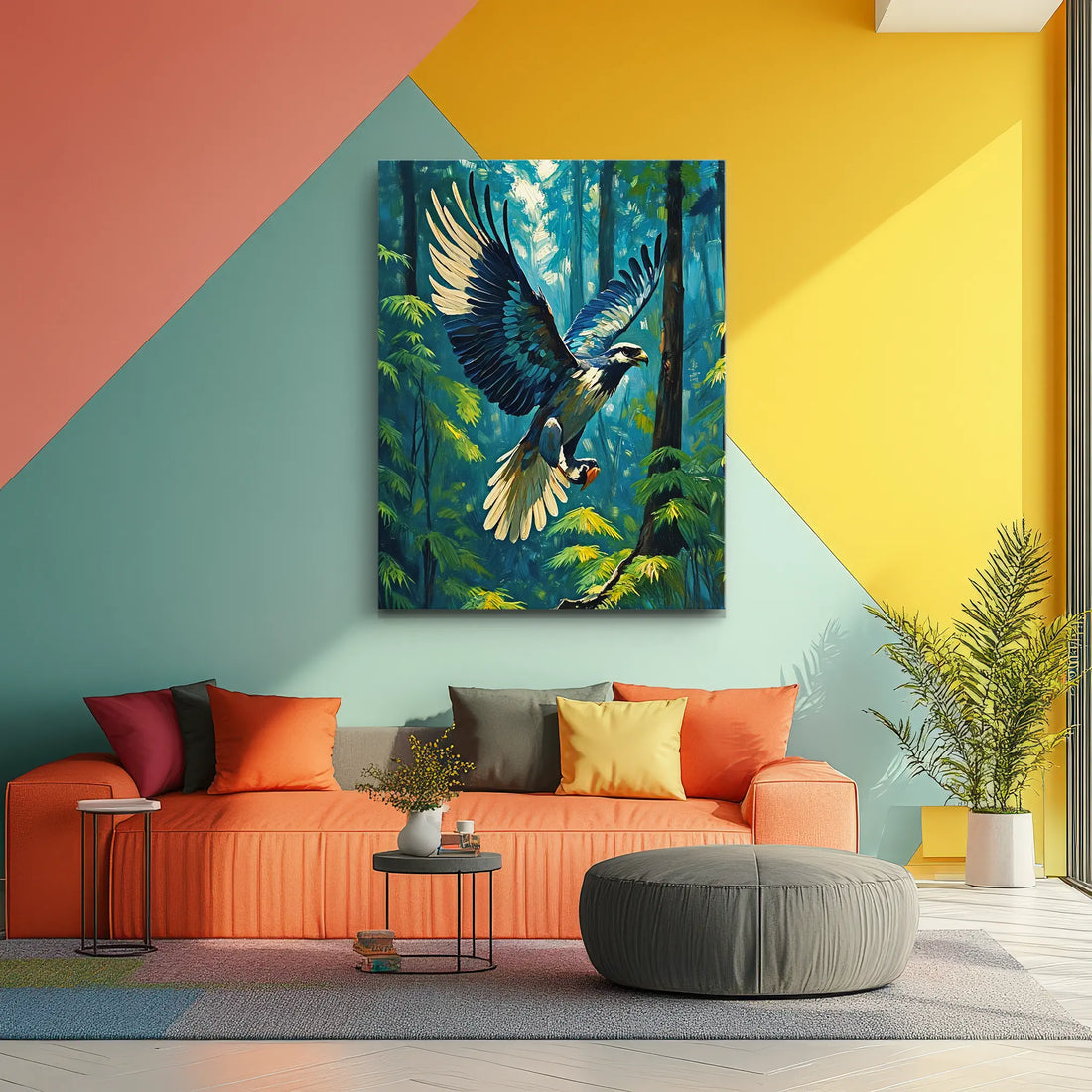 Blue Eagle In Flight Through Forest Giclée Print 454003 Visual Wall Art AR3:4V-AR4:5V Giclée Print