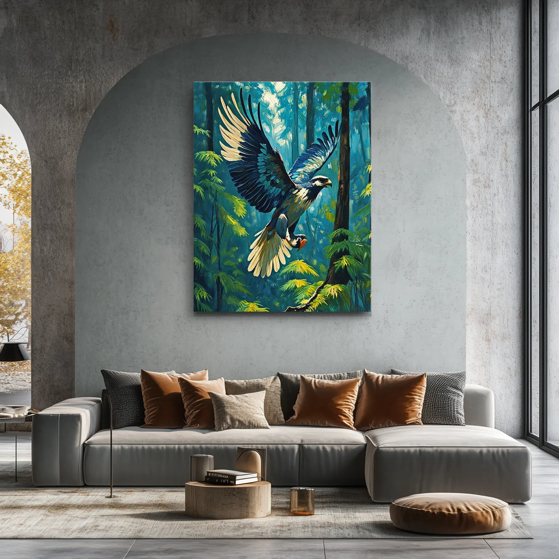 Blue Eagle In Flight Through Forest Giclée Print 454003 Visual Wall Art AR3:4V-AR4:5V Giclée Print