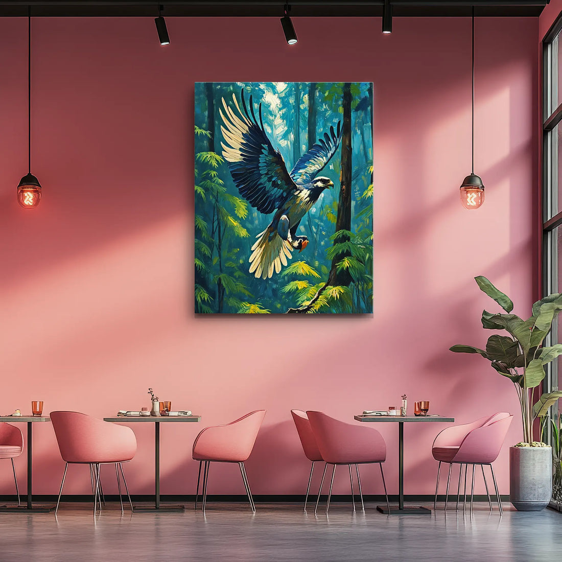 Blue Eagle In Flight Through Forest Giclée Print 454003 Visual Wall Art AR3:4V-AR4:5V Giclée Print