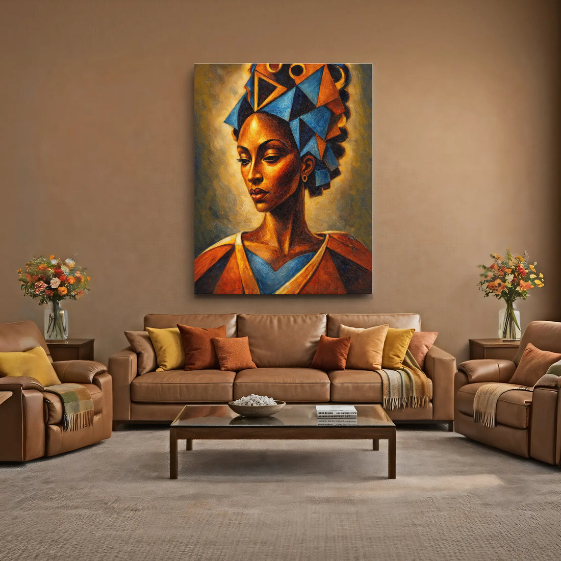 Blue Triangles Golden Light Giclée Prints 459003 Visual Wall Art AR3:4V-AR4:5V Giclée Print