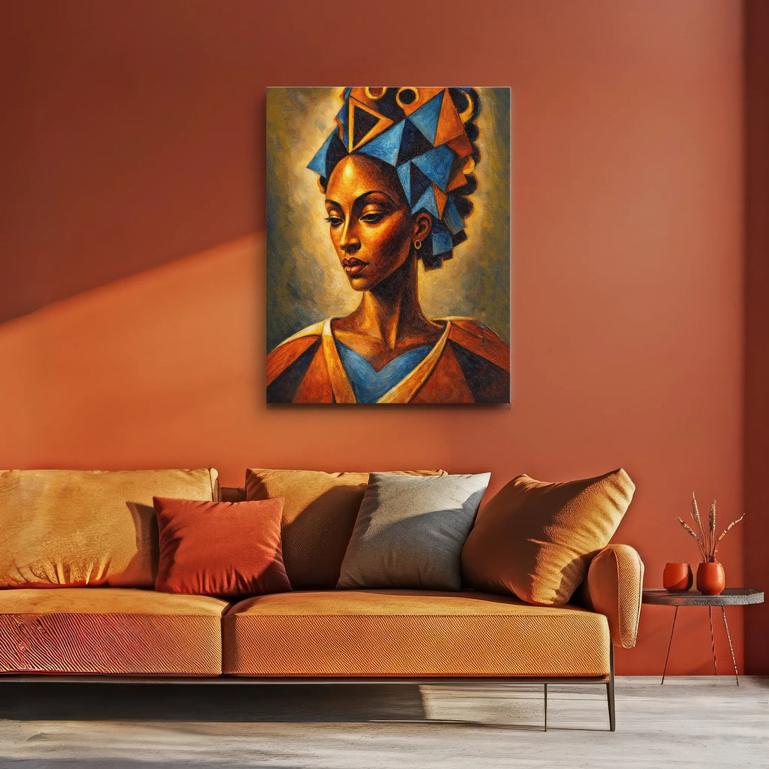 Blue Triangles Golden Light Giclée Prints 459003 Visual Wall Art AR3:4V-AR4:5V Giclée Print