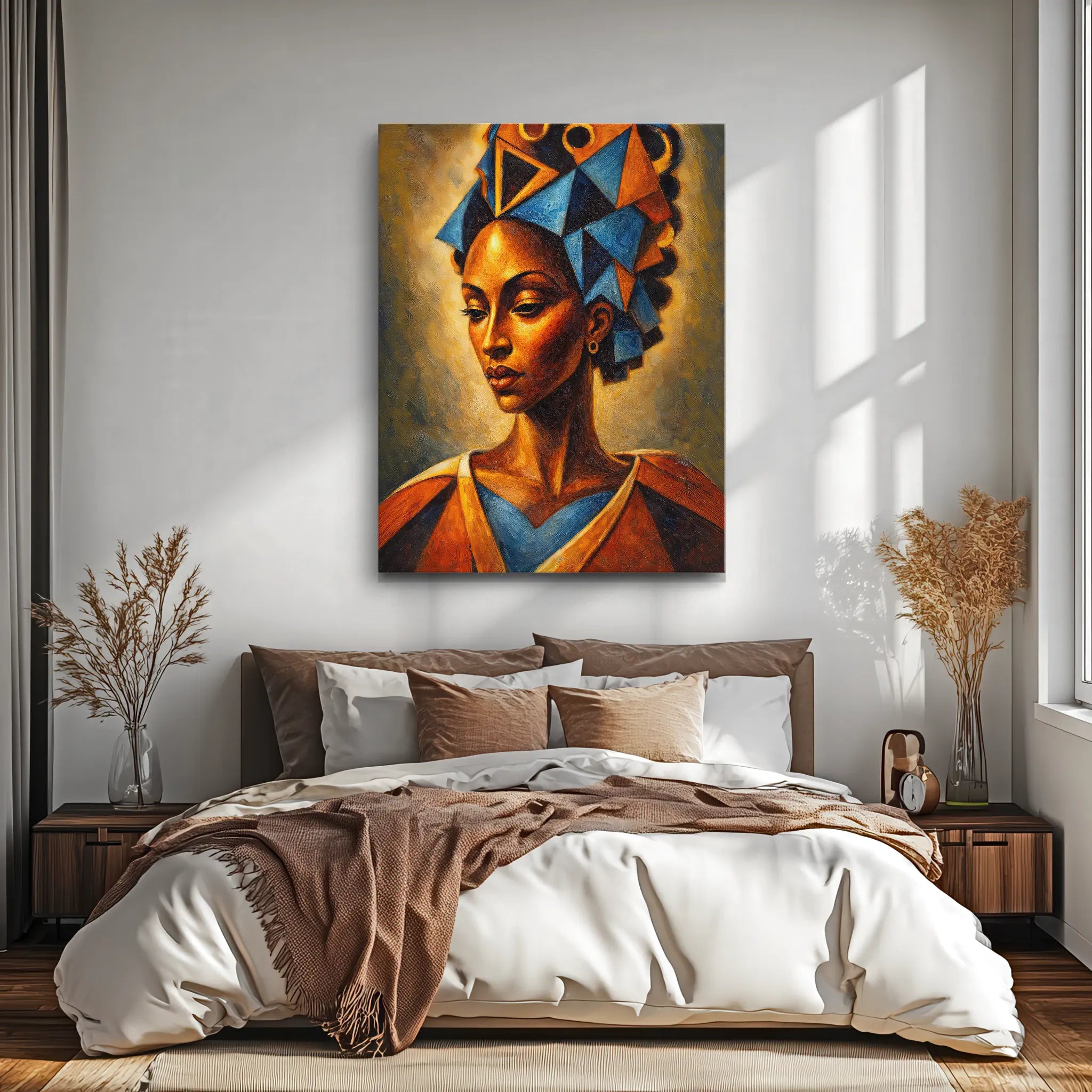 Blue Triangles Golden Light Giclée Prints 459003 Visual Wall Art AR3:4V-AR4:5V Giclée Print