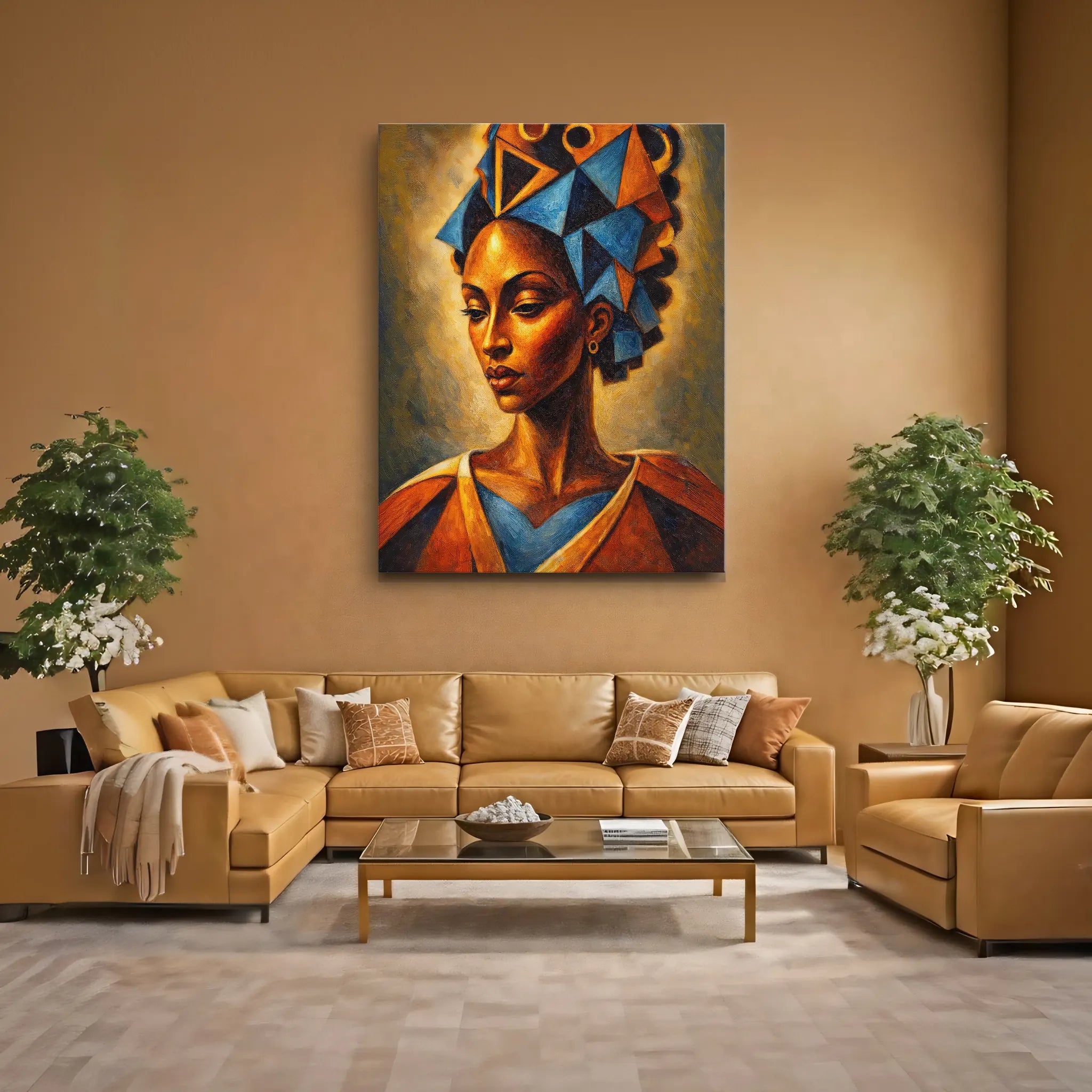 Blue Triangles Golden Light Giclée Prints 459003 Visual Wall Art AR3:4V-AR4:5V Giclée Print