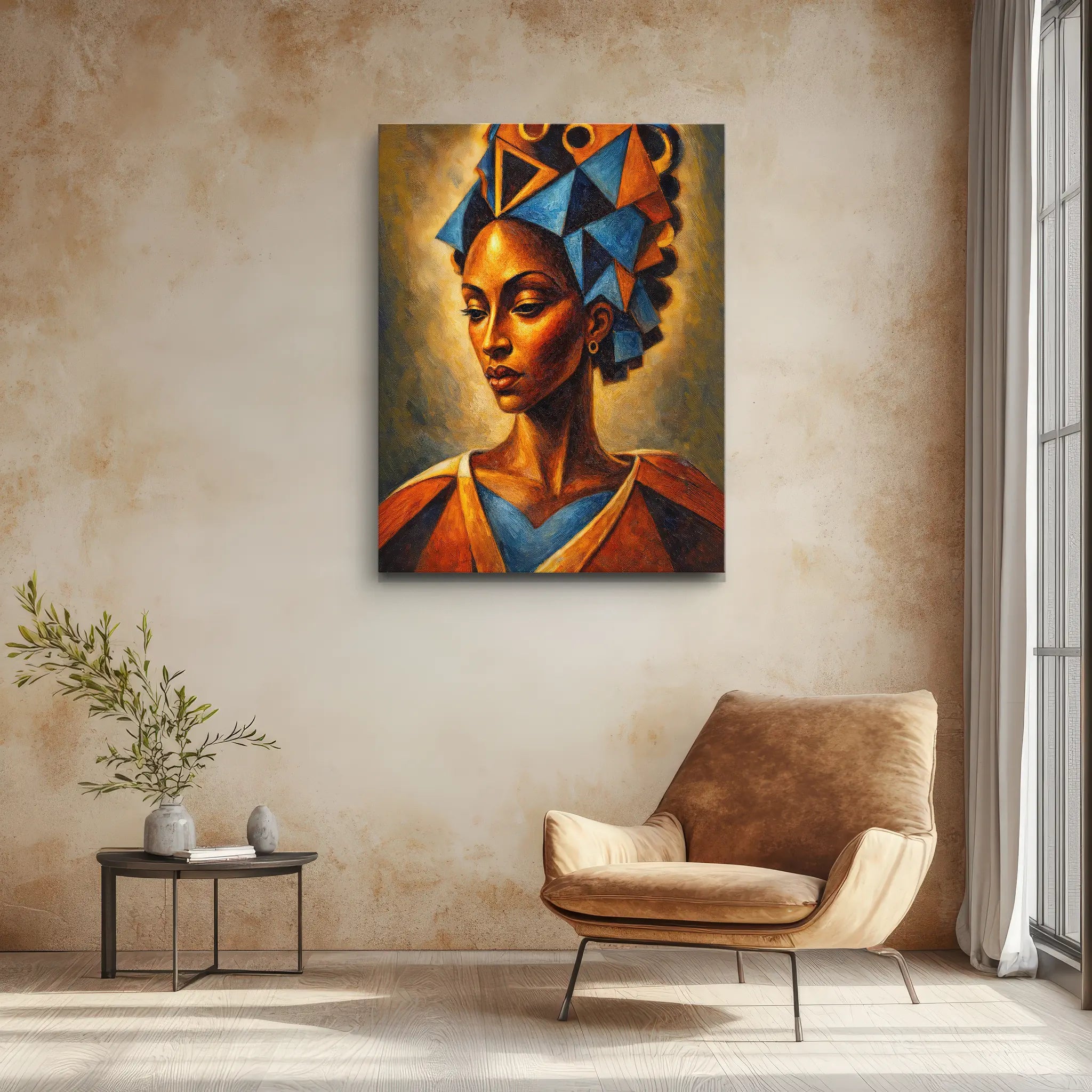 Blue Triangles Golden Light Giclée Prints 459003 Visual Wall Art AR3:4V-AR4:5V Giclée Print