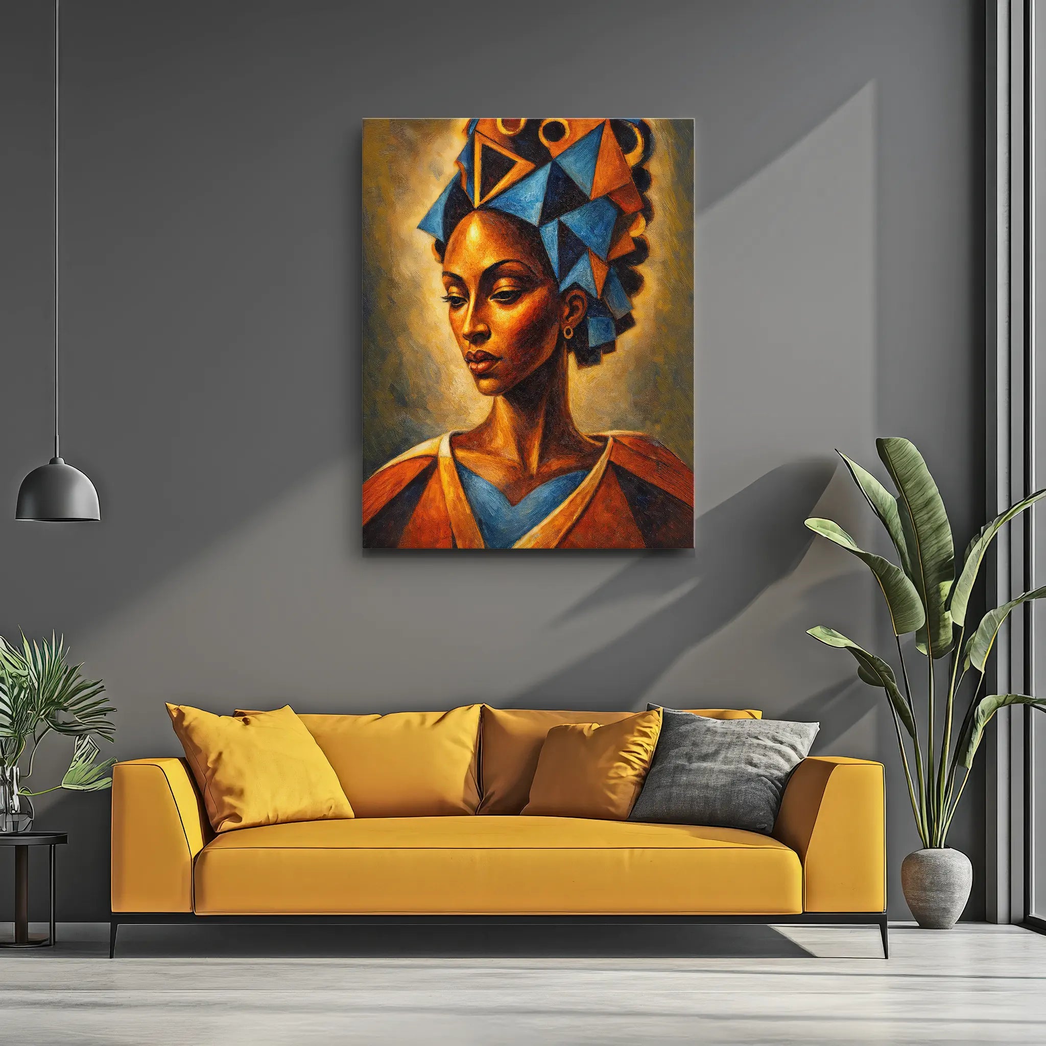 Blue Triangles Golden Light Giclée Prints 459003 Visual Wall Art AR3:4V-AR4:5V Giclée Print