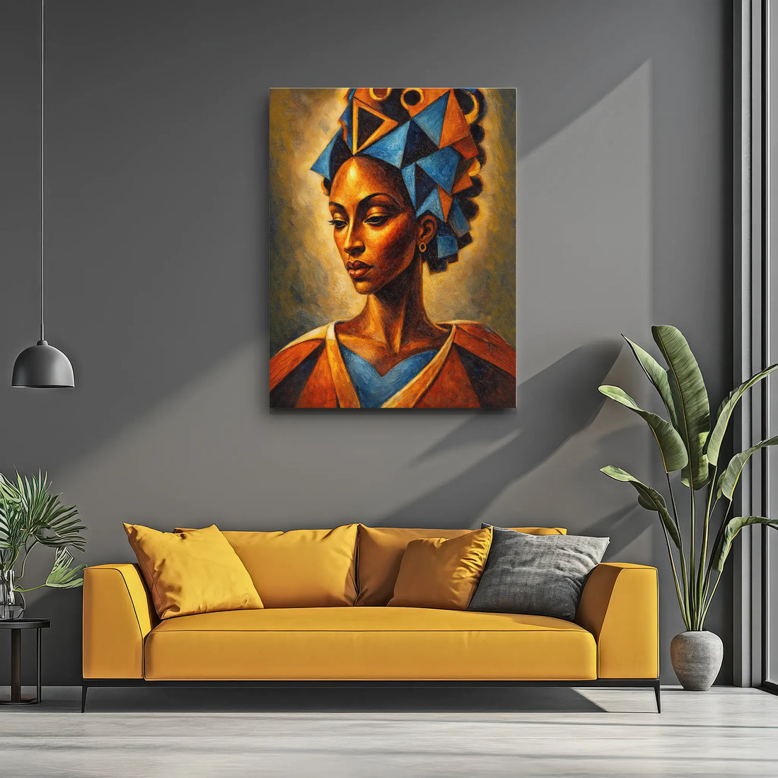 Blue Triangles Golden Light Giclée Prints 459003 Visual Wall Art AR3:4V-AR4:5V Giclée Print