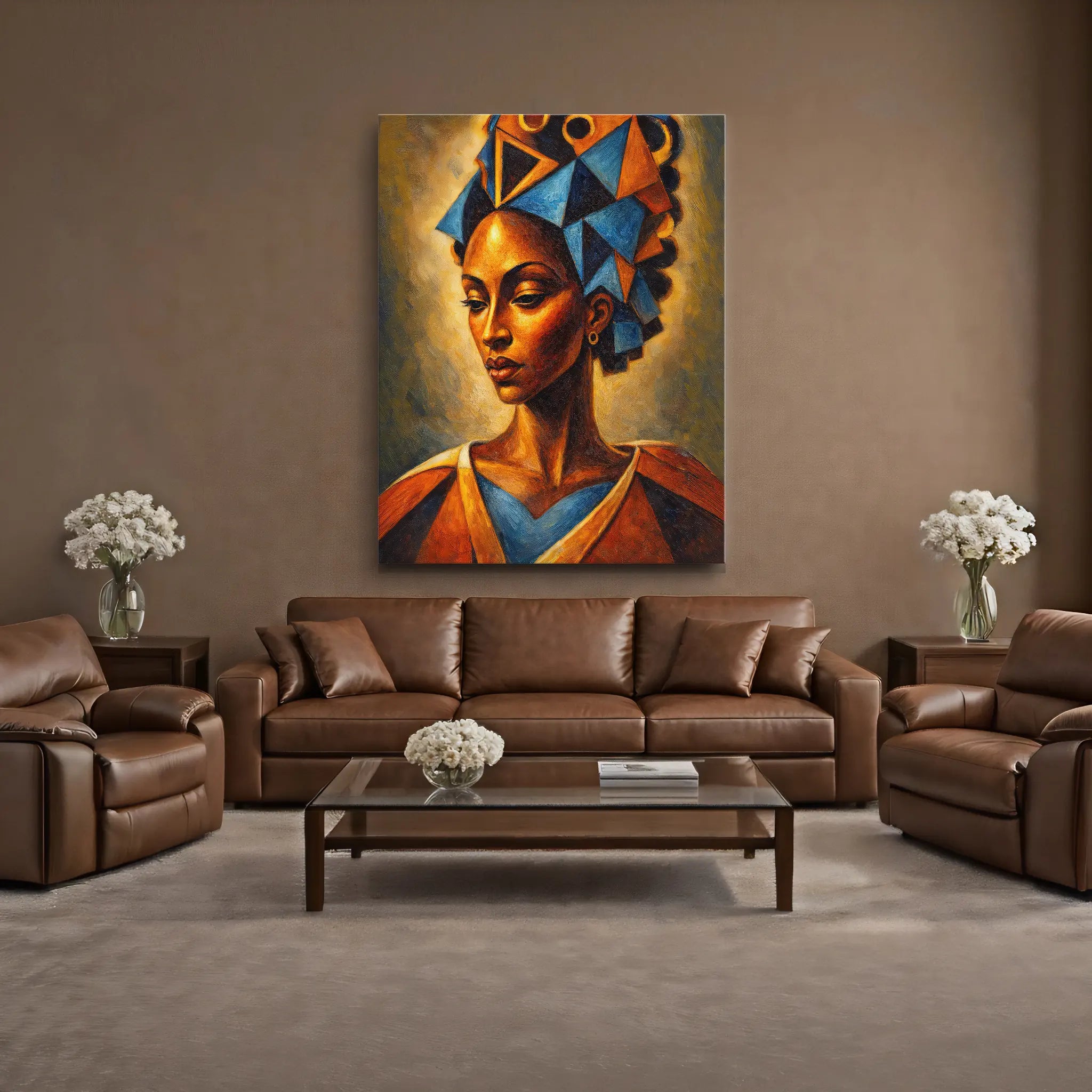 Blue Triangles Golden Light Giclée Prints 459003 Visual Wall Art AR3:4V-AR4:5V Giclée Print