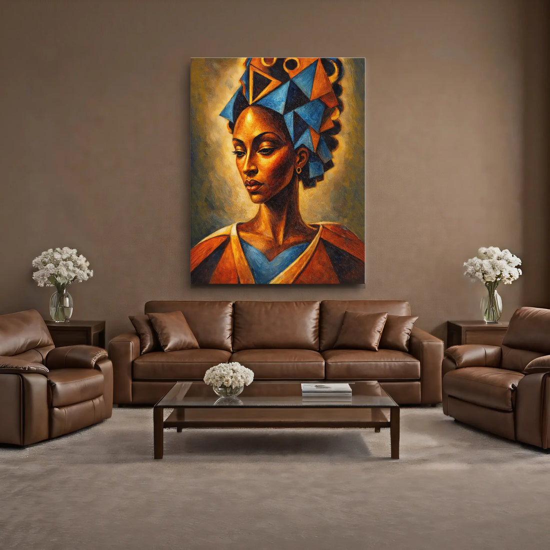 Blue Triangles Golden Light Giclée Prints 459003 Visual Wall Art AR3:4V-AR4:5V Giclée Print