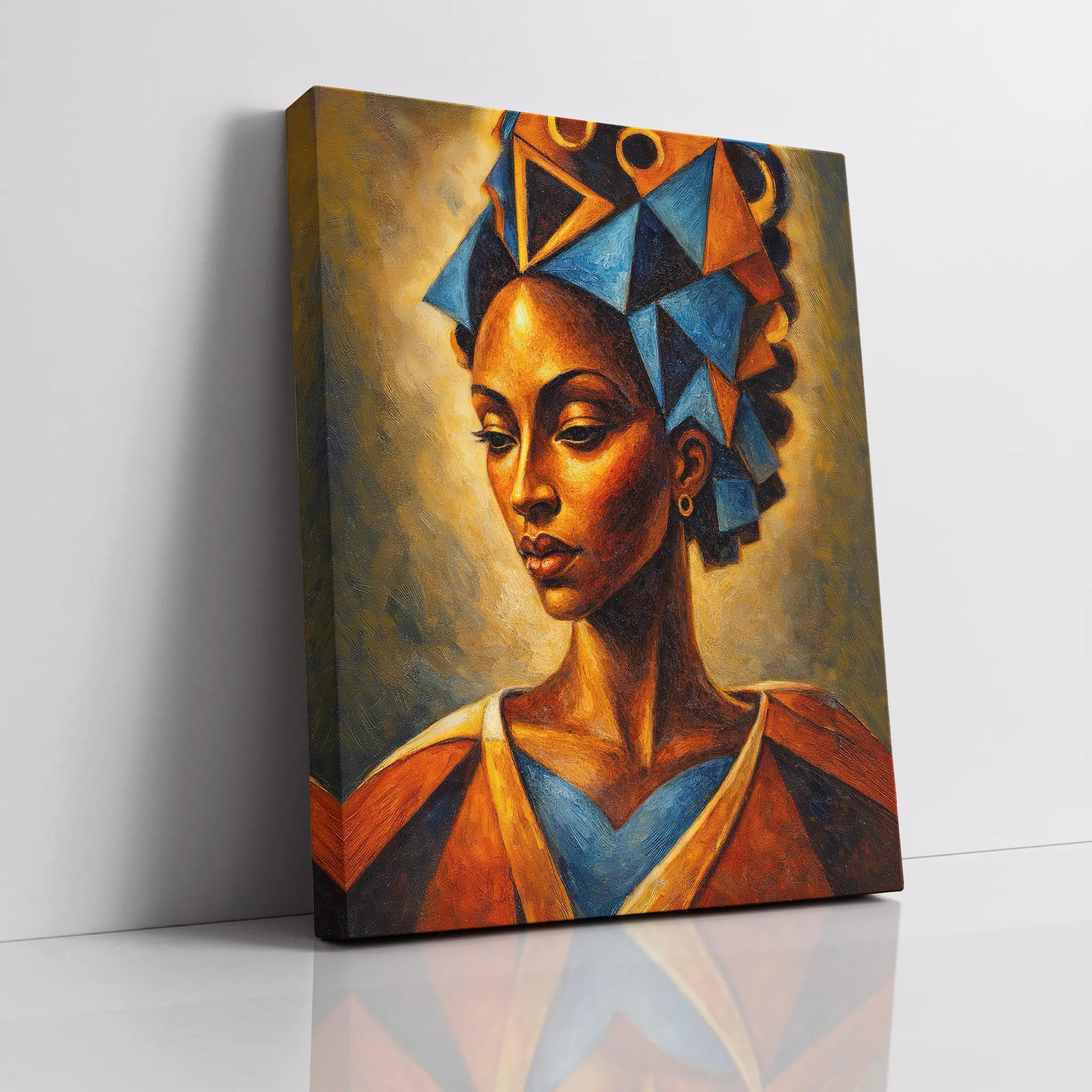 Blue Triangles Golden Light Giclée Prints 459003 Visual Wall Art AR3:4V-AR4:5V Giclée Print