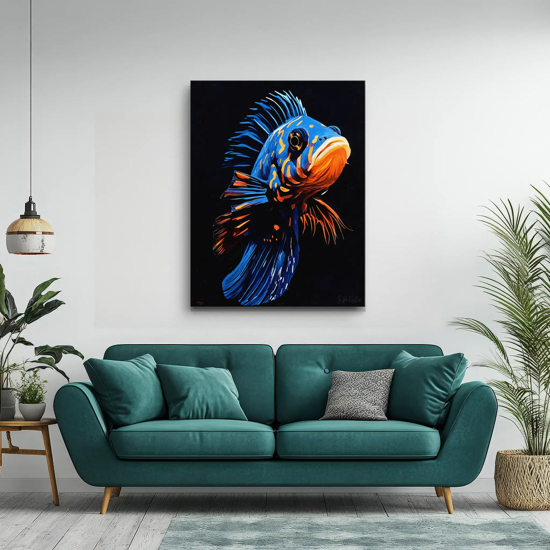 Blue and Orange Exotic Fish Giclée Print 451002 Visual Wall Art AR3:4V-AR4:5V Giclée Print