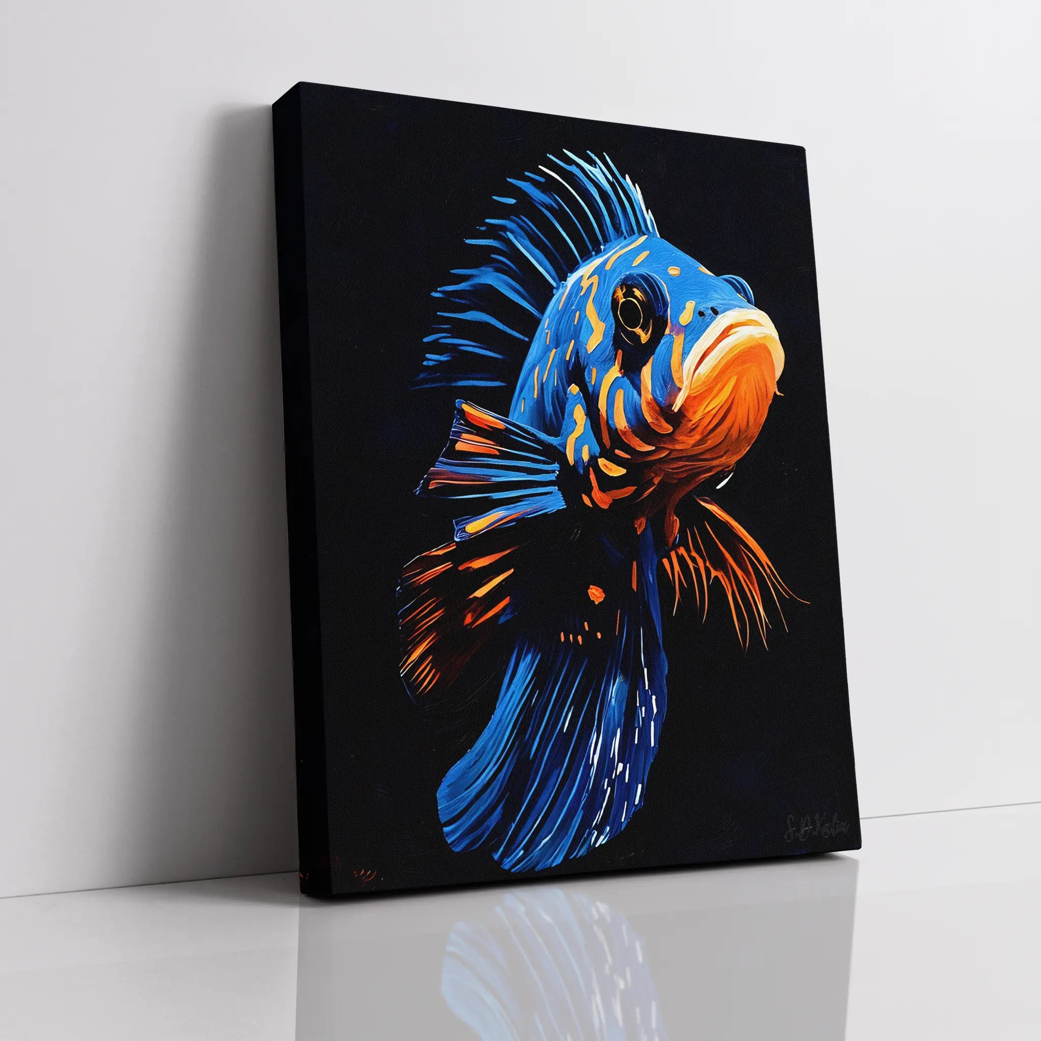 Blue and Orange Exotic Fish Giclée Print 451002 Visual Wall Art AR3:4V-AR4:5V Giclée Print