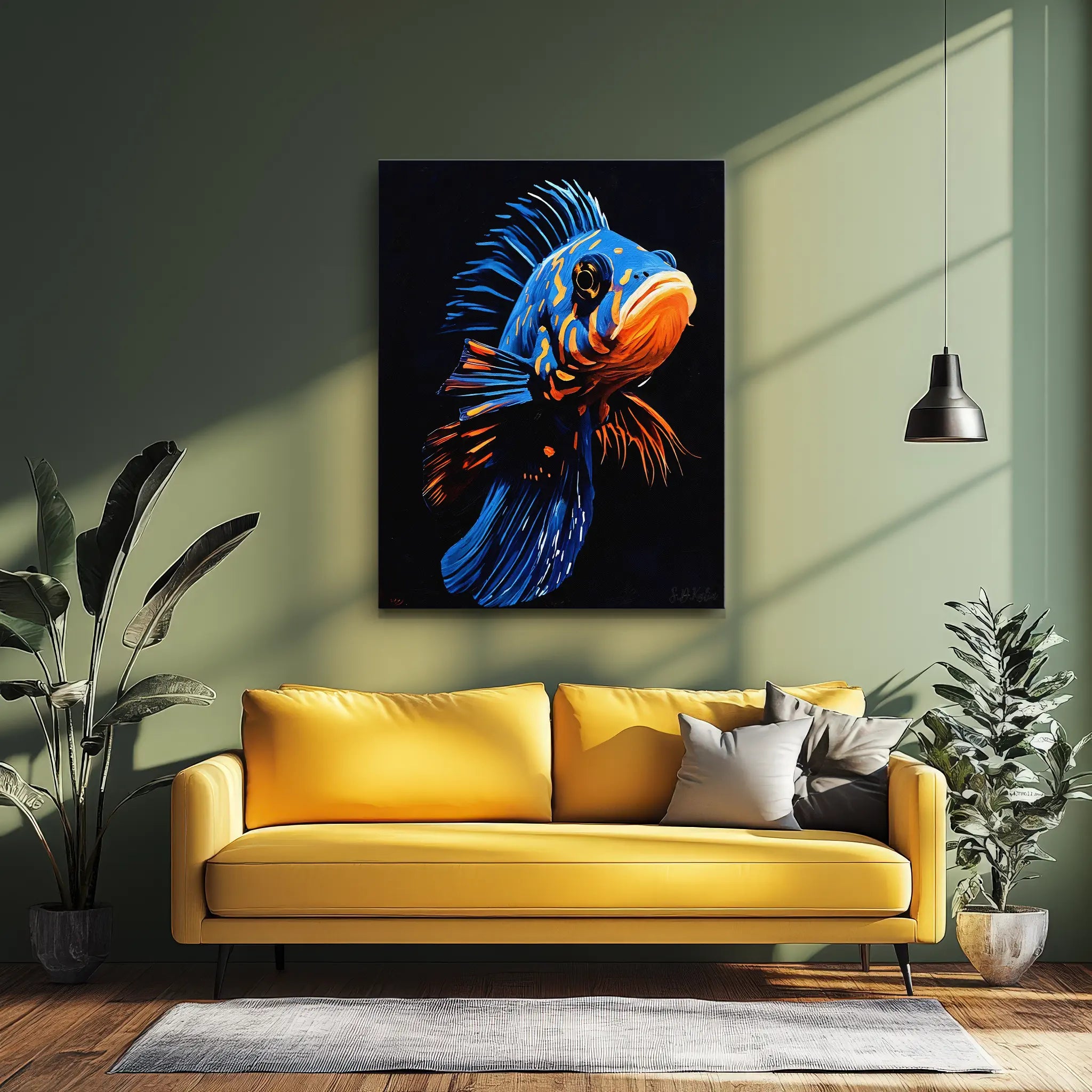 Blue and Orange Exotic Fish Giclée Print 451002 Visual Wall Art AR3:4V-AR4:5V Giclée Print