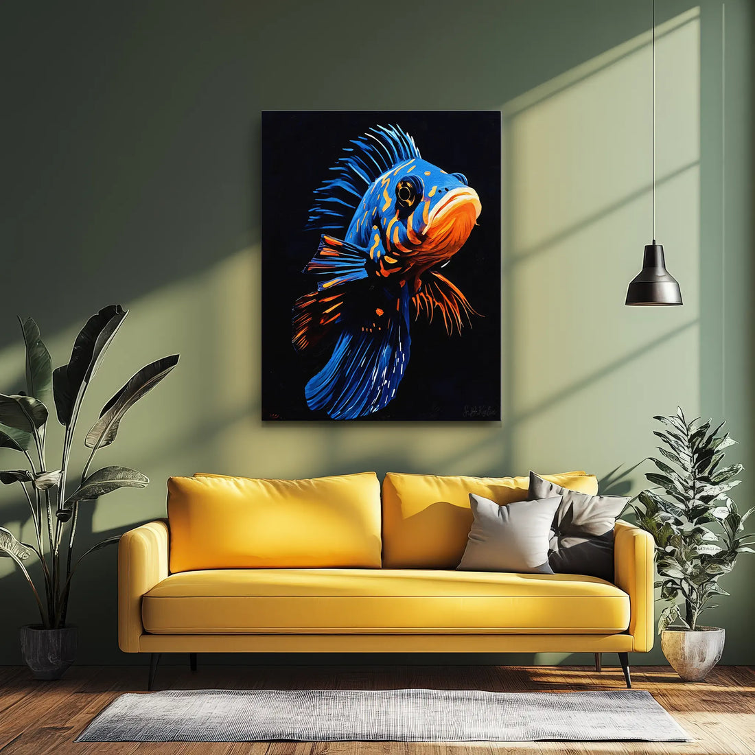 Blue and Orange Exotic Fish Giclée Print 451002 Visual Wall Art AR3:4V-AR4:5V Giclée Print