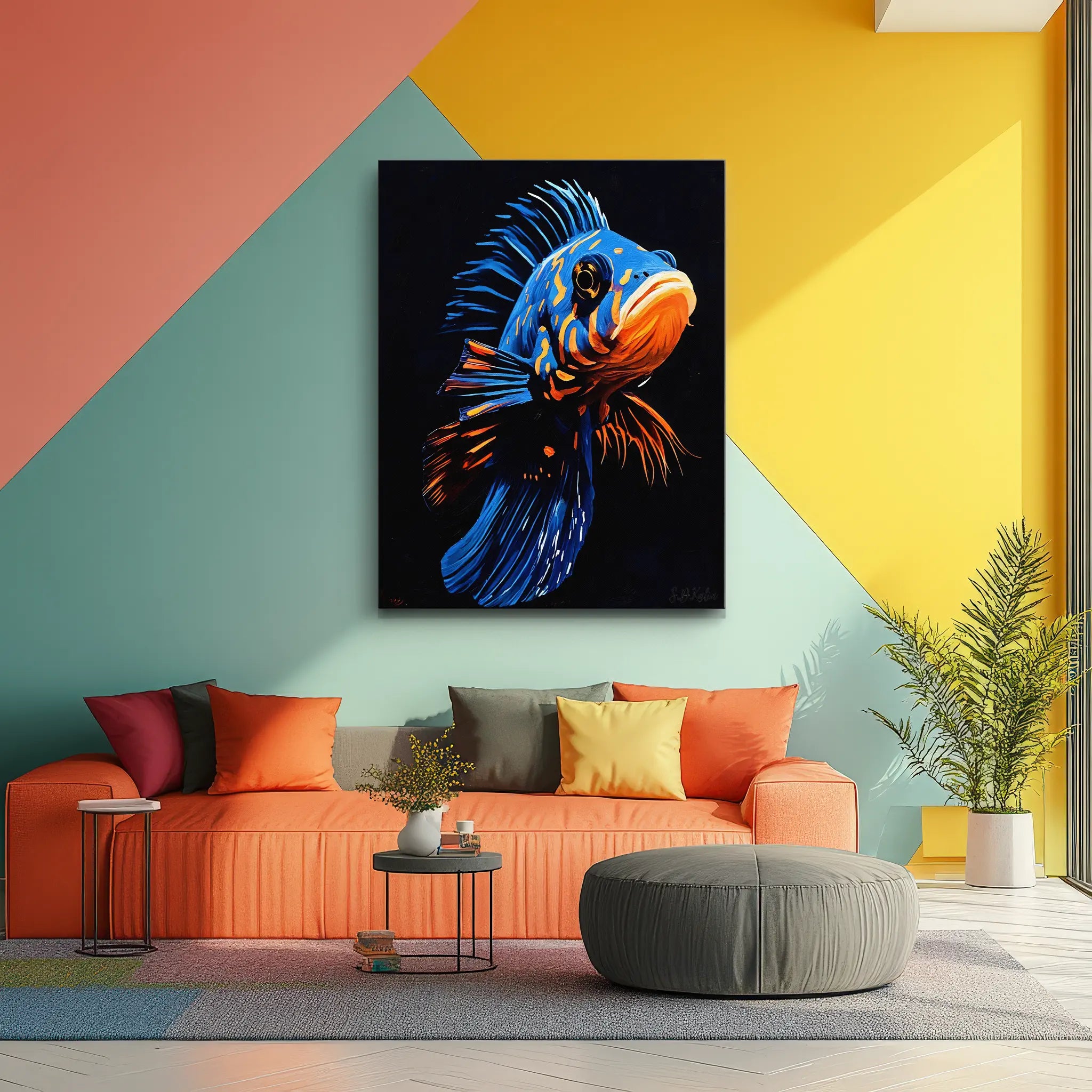 Blue and Orange Exotic Fish Giclée Print 451002 Visual Wall Art AR3:4V-AR4:5V Giclée Print