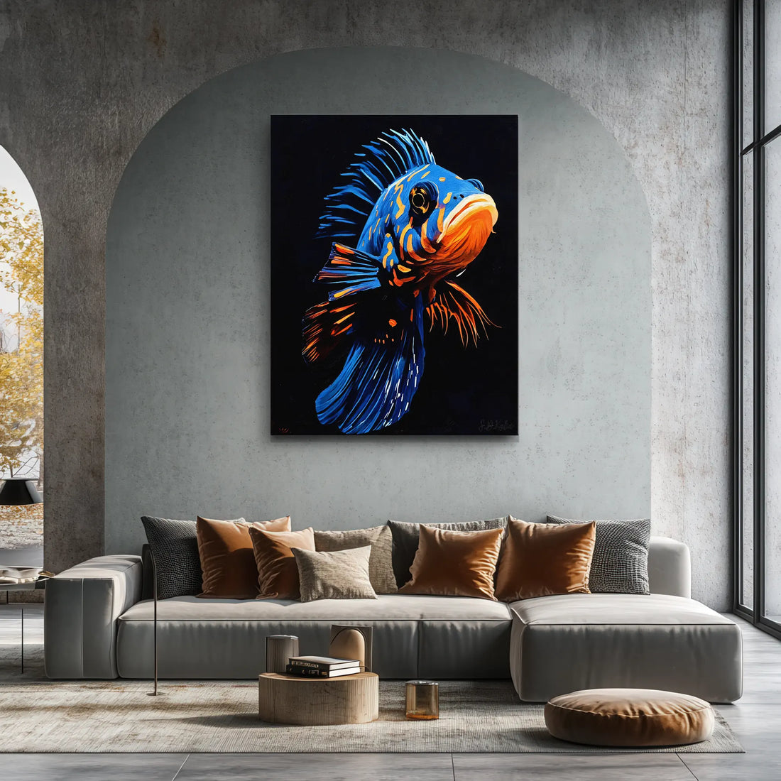 Blue and Orange Exotic Fish Giclée Print 451002 Visual Wall Art AR3:4V-AR4:5V Giclée Print