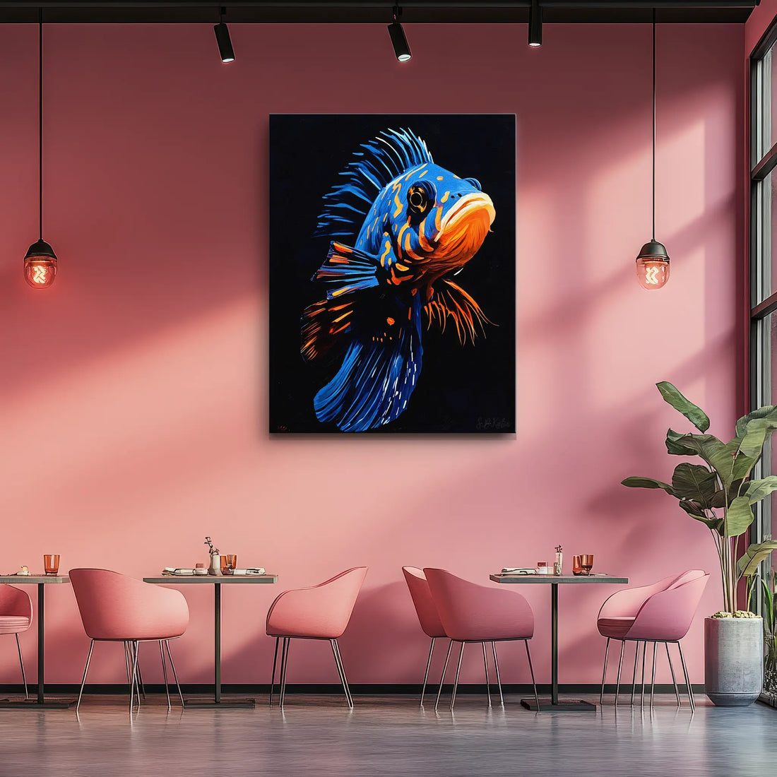 Blue and Orange Exotic Fish Giclée Print 451002 Visual Wall Art AR3:4V-AR4:5V Giclée Print