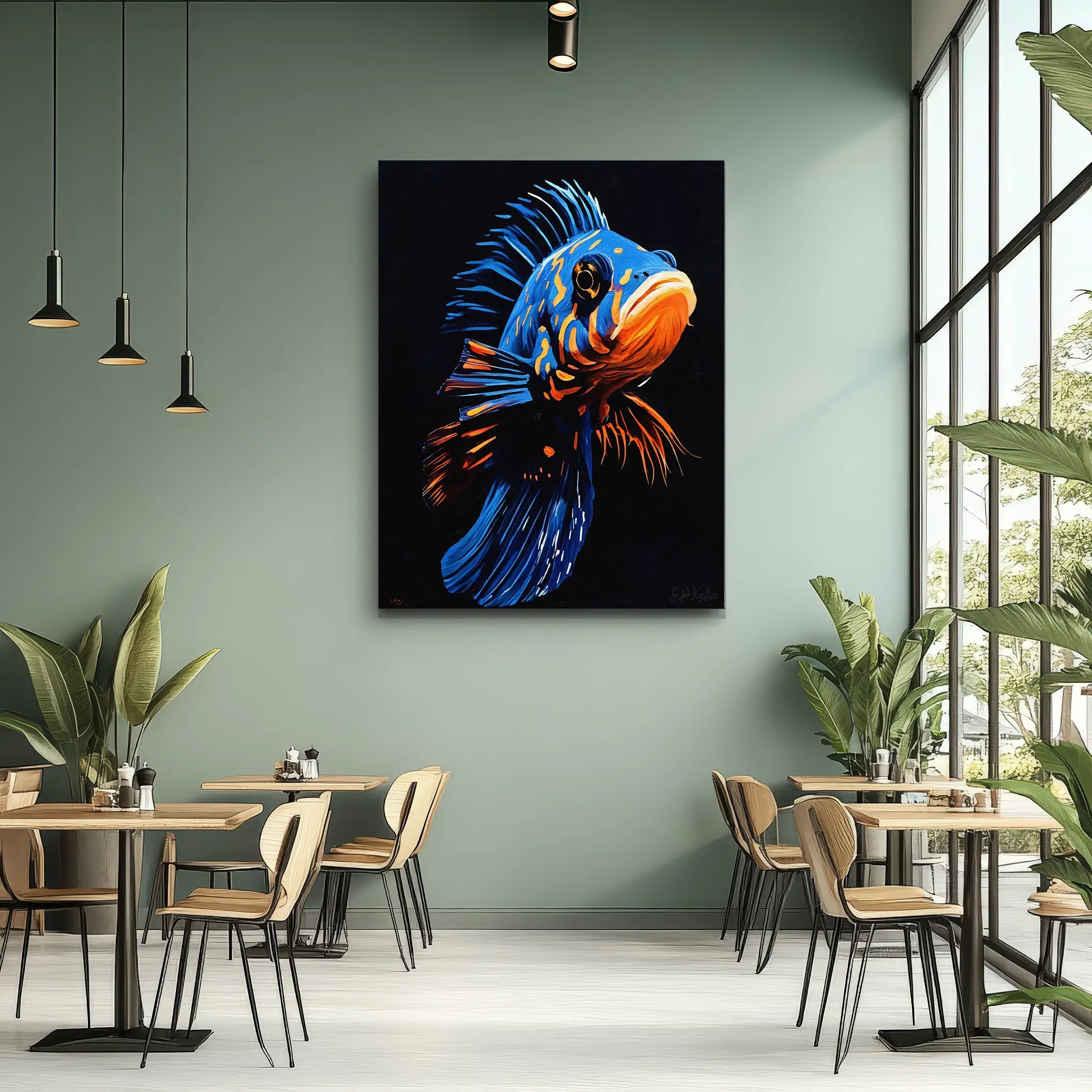 Blue and Orange Exotic Fish Giclée Print 451002 Visual Wall Art AR3:4V-AR4:5V Giclée Print