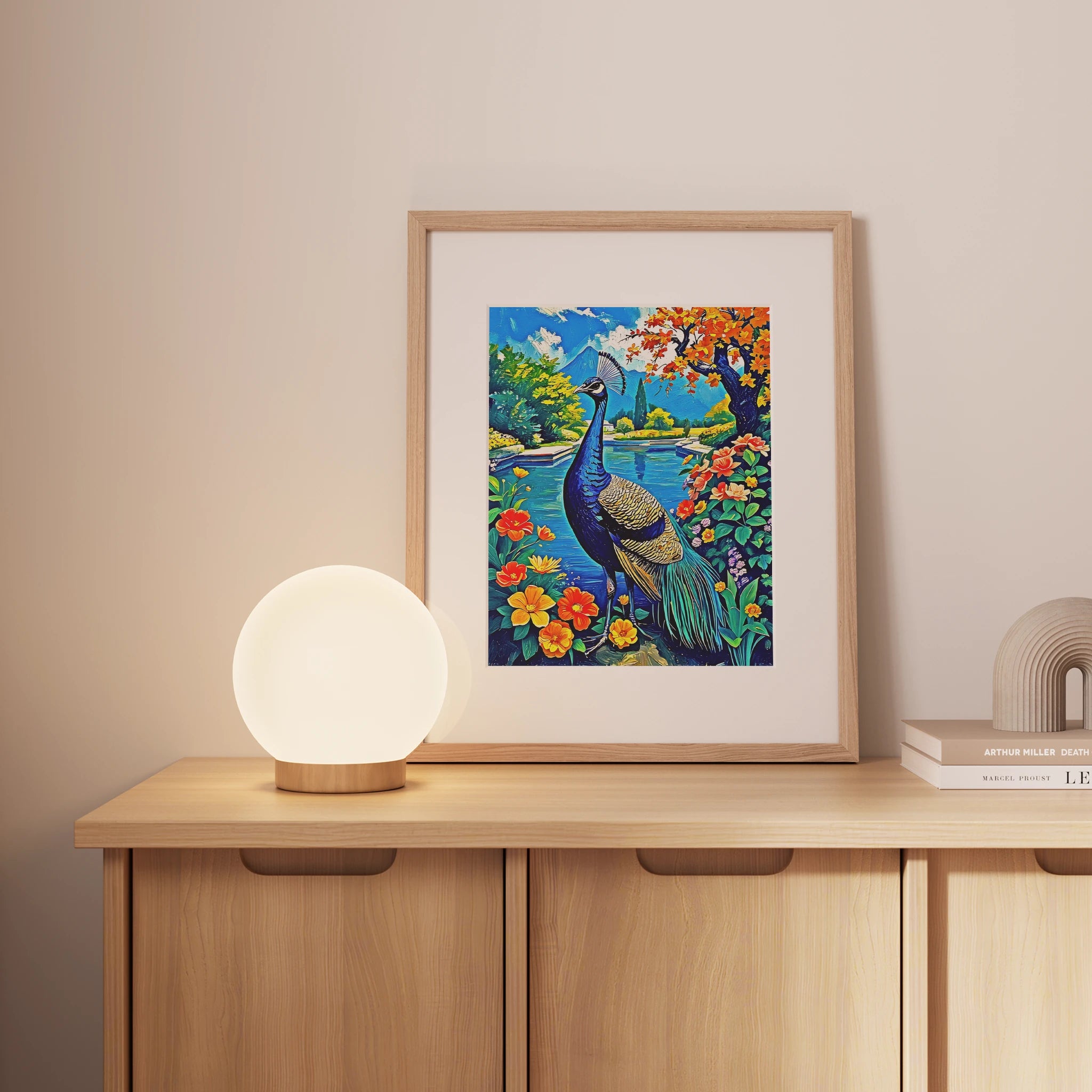 Blue Indian Peafowl Pavo Cristatus-Framed Paper Print-452221 Visual Wall Art Framed Print